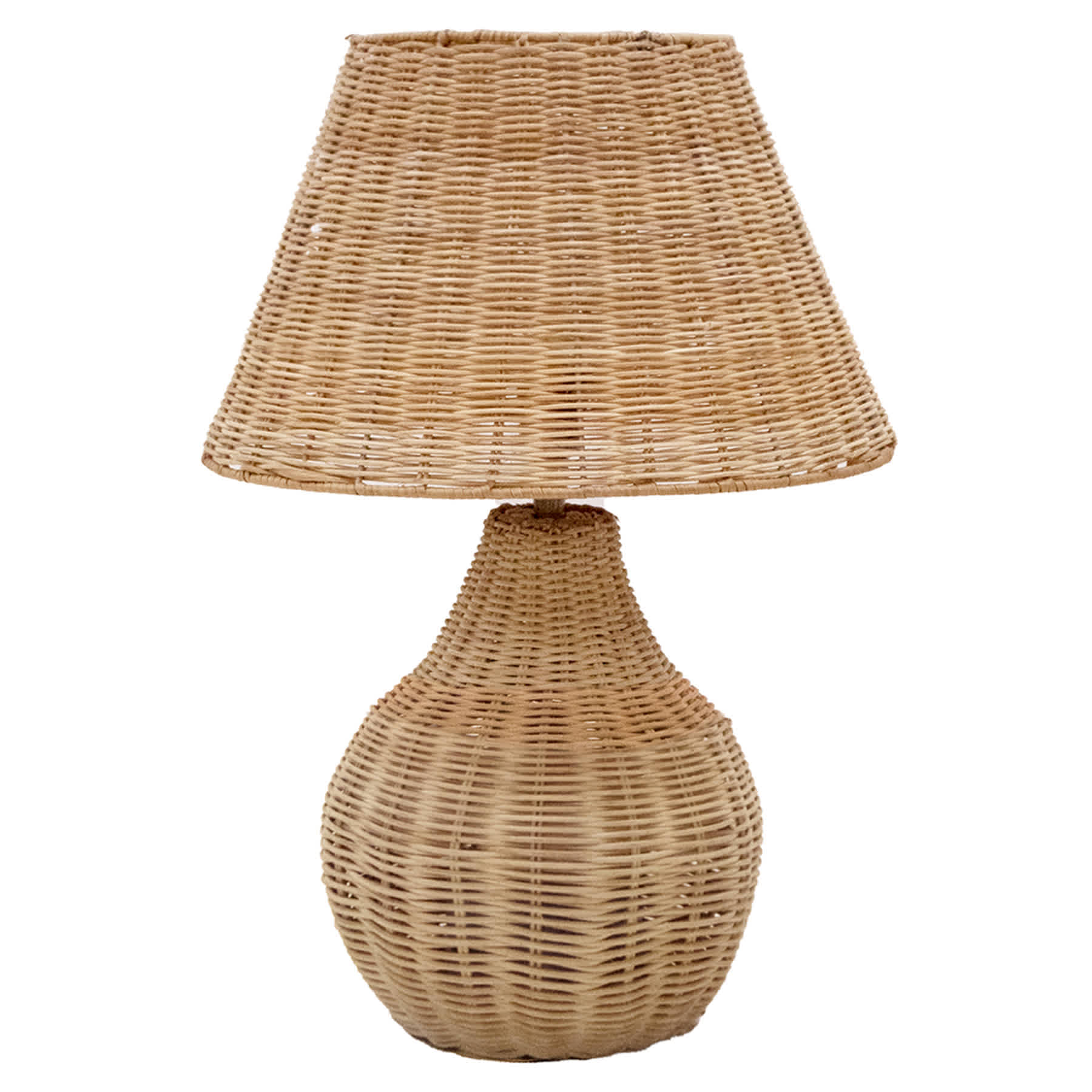 Honeybloom Natural Weaving Rattan Small Table Lamp with Shade, 16.5"
