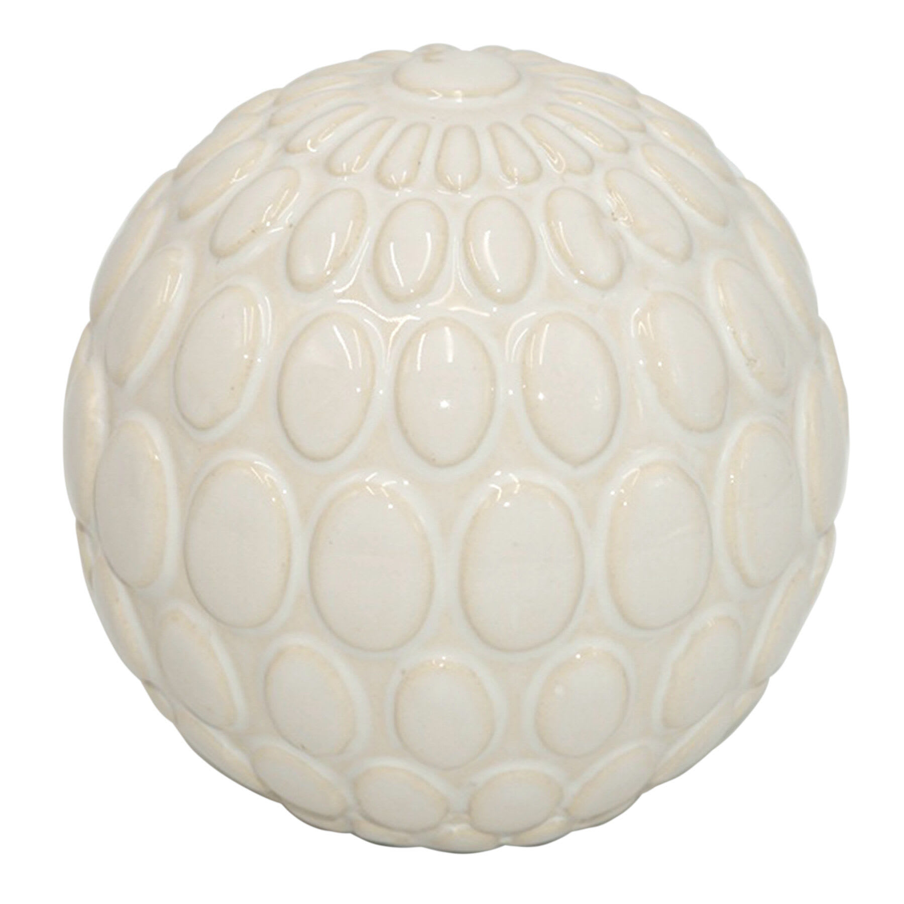 Honeybloom White Dotted Textured Ceramic Sphere, 4"