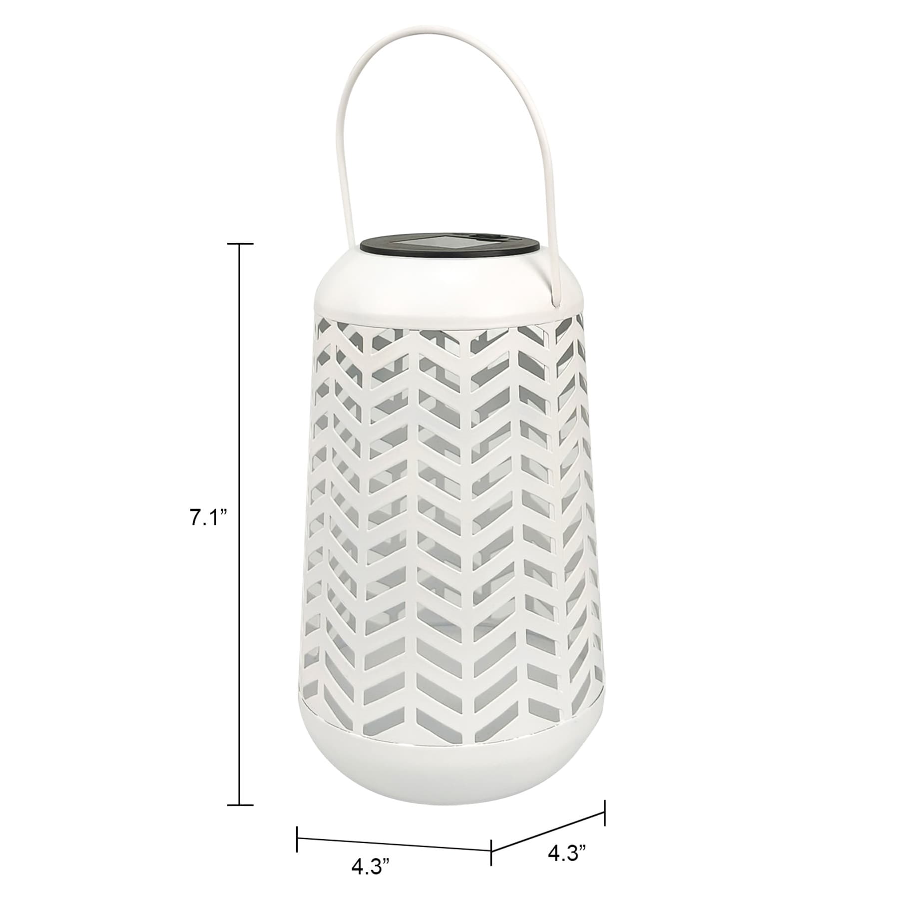White Geometric Cutout Outdoor Lantern, 7"