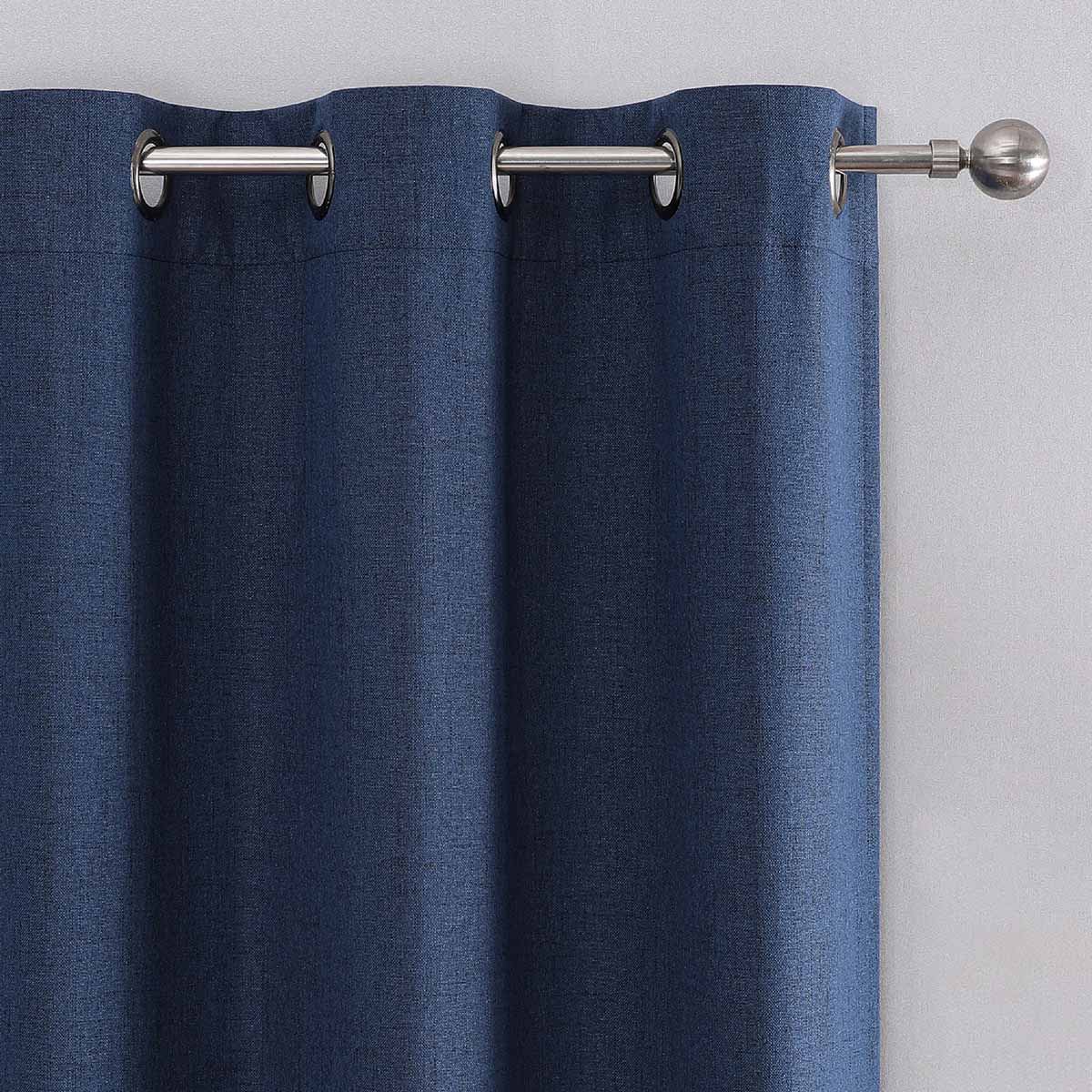 2-Pack Navy Blue Magnetic Closure Blackout Curtain Panels, 84"