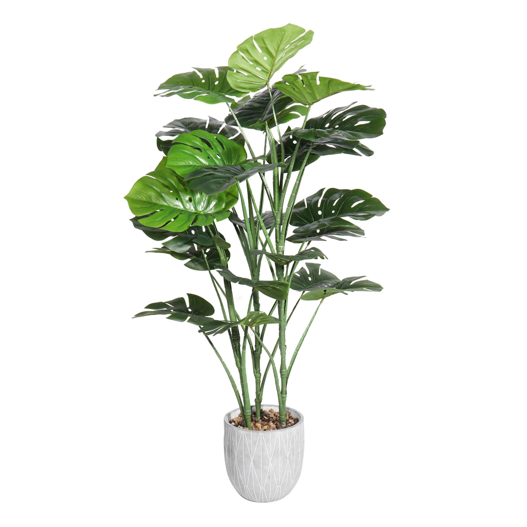 Monstera Tree with Grey Tribal Planter, 46"