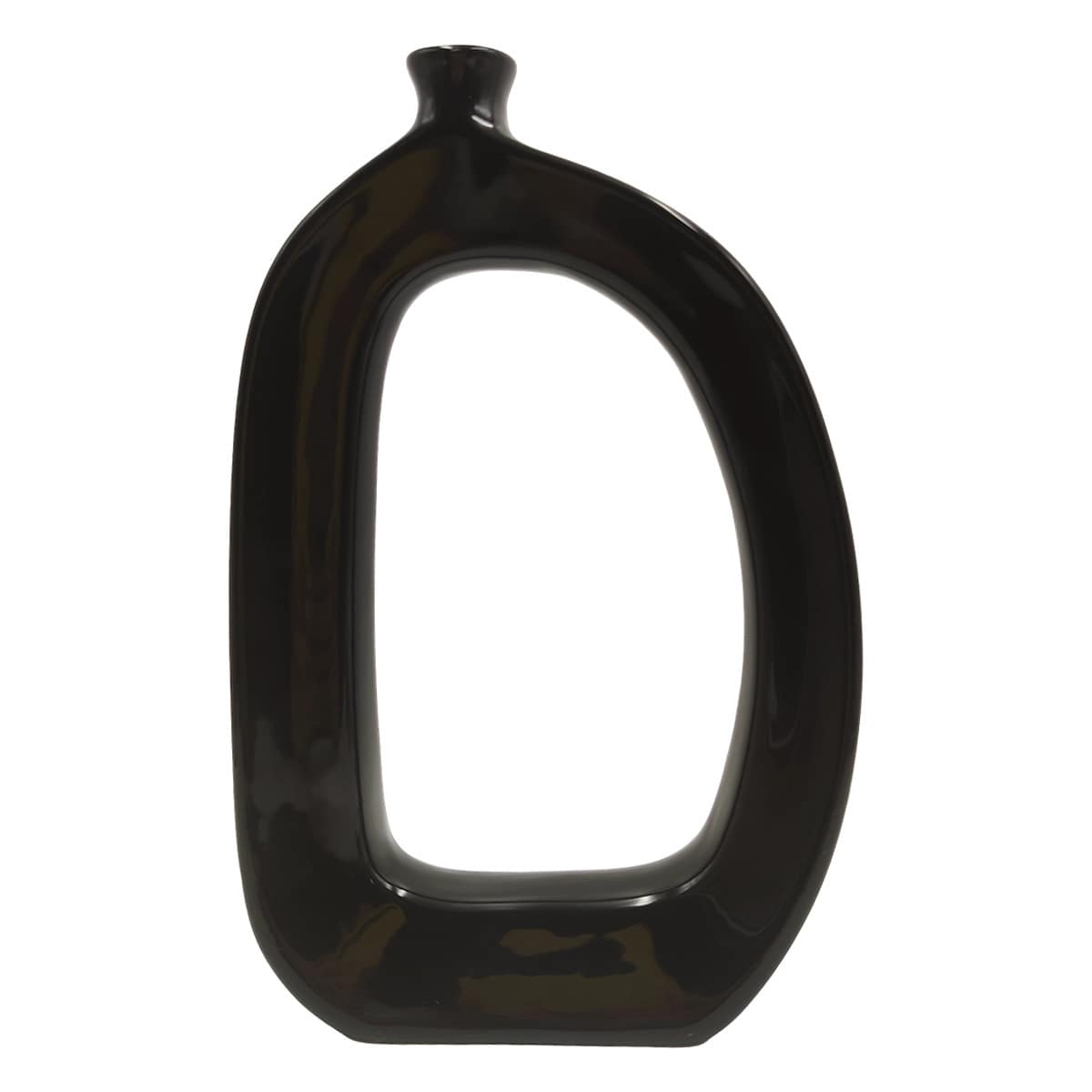 Crosby St. Riley Black Modern Open Ceramic Vase, 12"