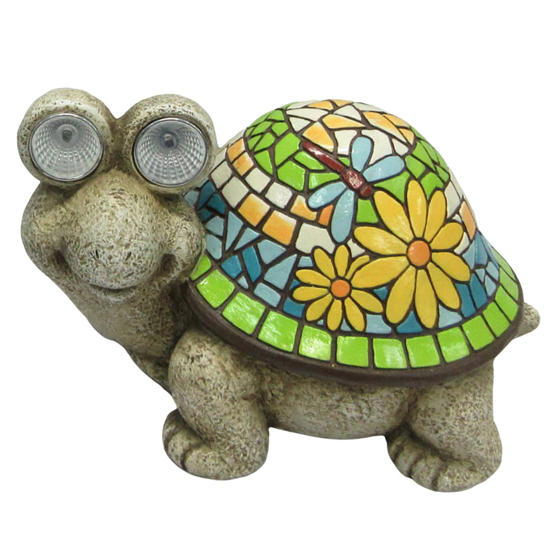 Mosaic Turtle Solar Light Outdoor Garden Statue, 10.5x7