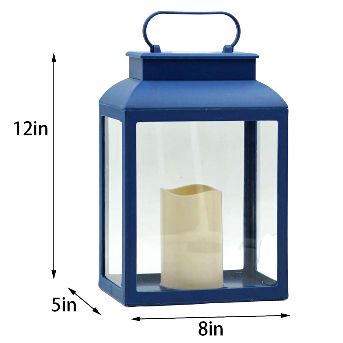 Navy Blue Square Outdoor Solar Lantern, 12"