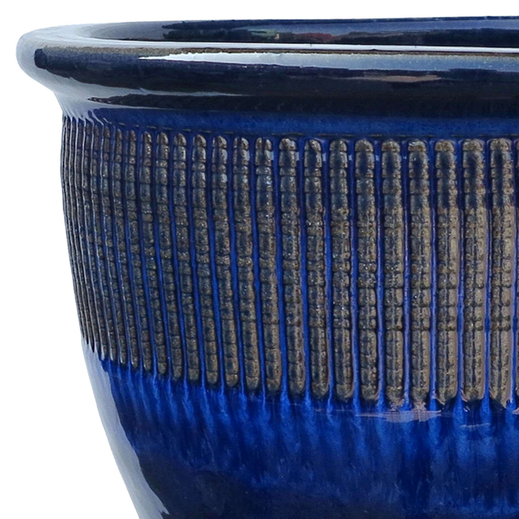 Blue Zip Ceramic Outdoor Planter, Small