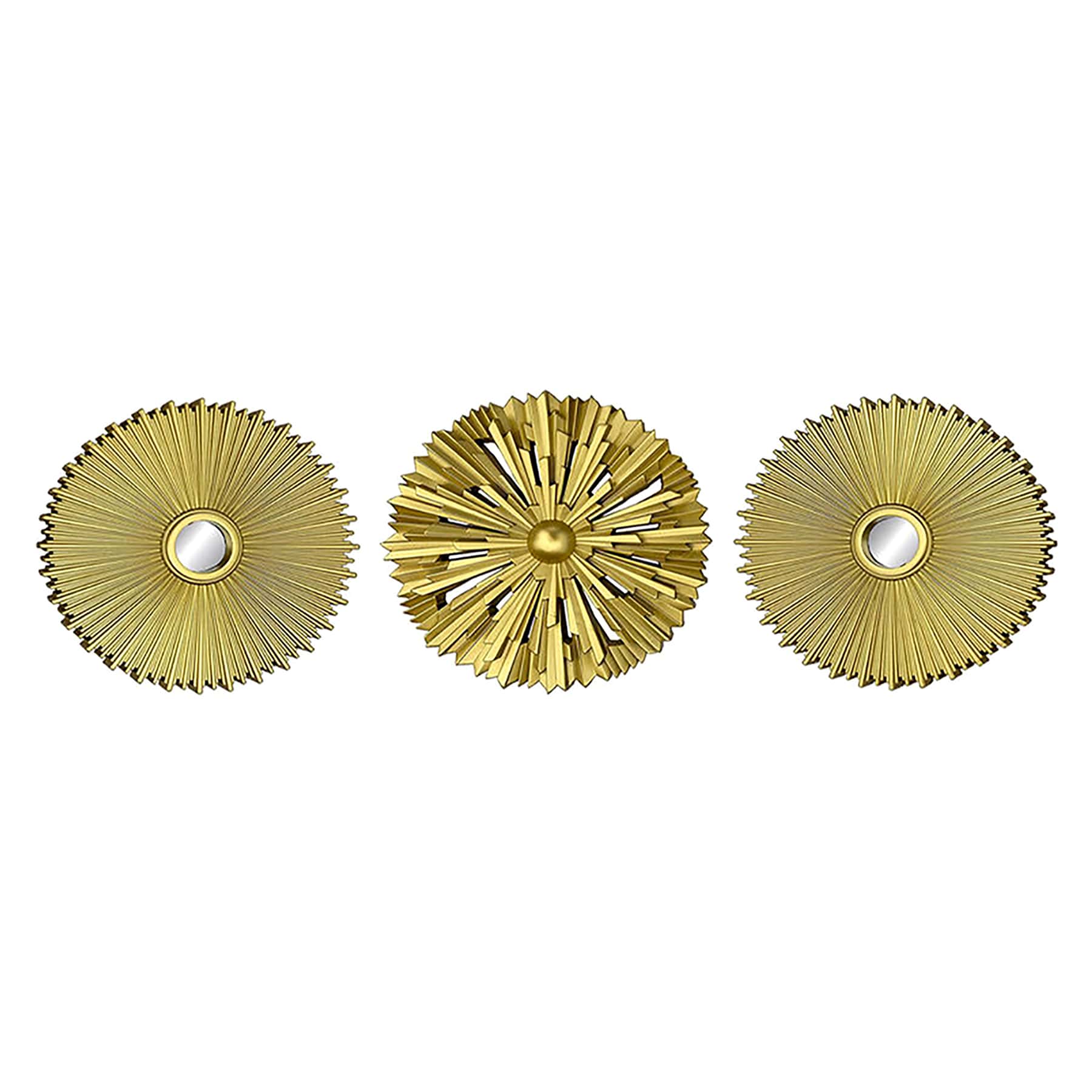 3-Piece Gold Wall Mirror Set, 10"