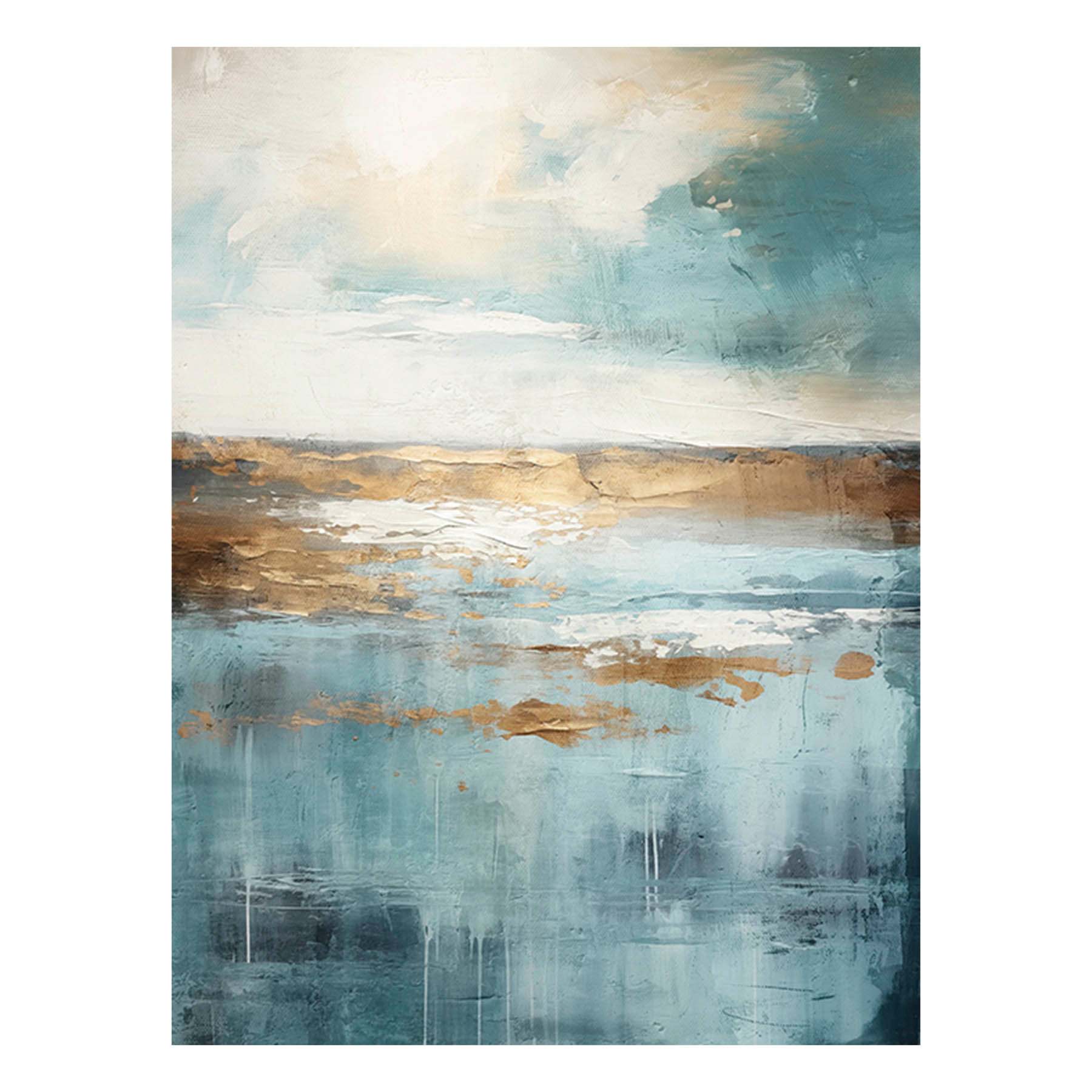Teal and Gold Abstract Canvas Wall Art, 30x40