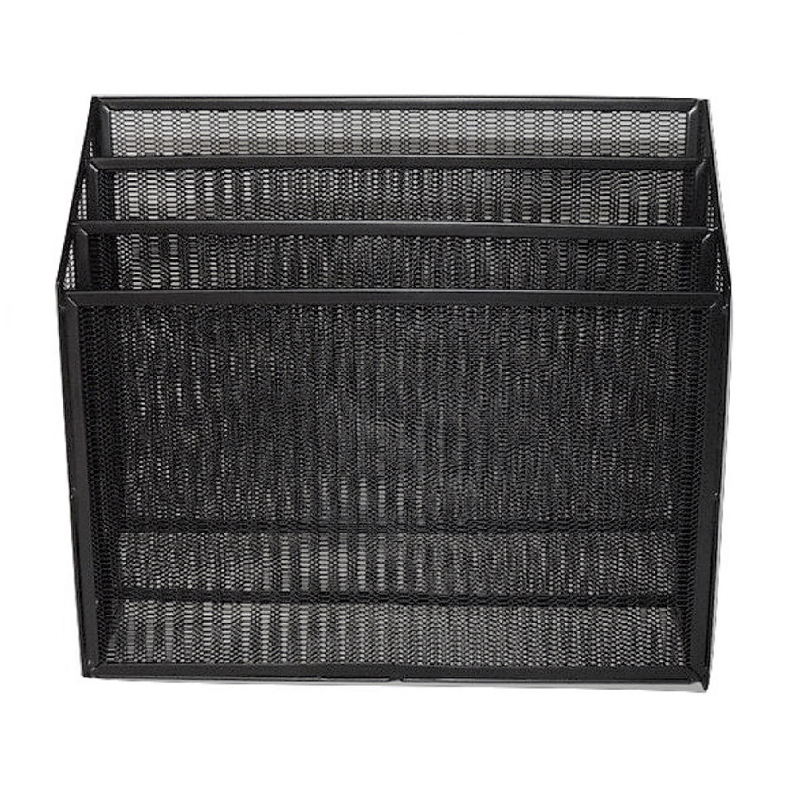 3-Tier Black Metal Mesh Desktop File Organizer
