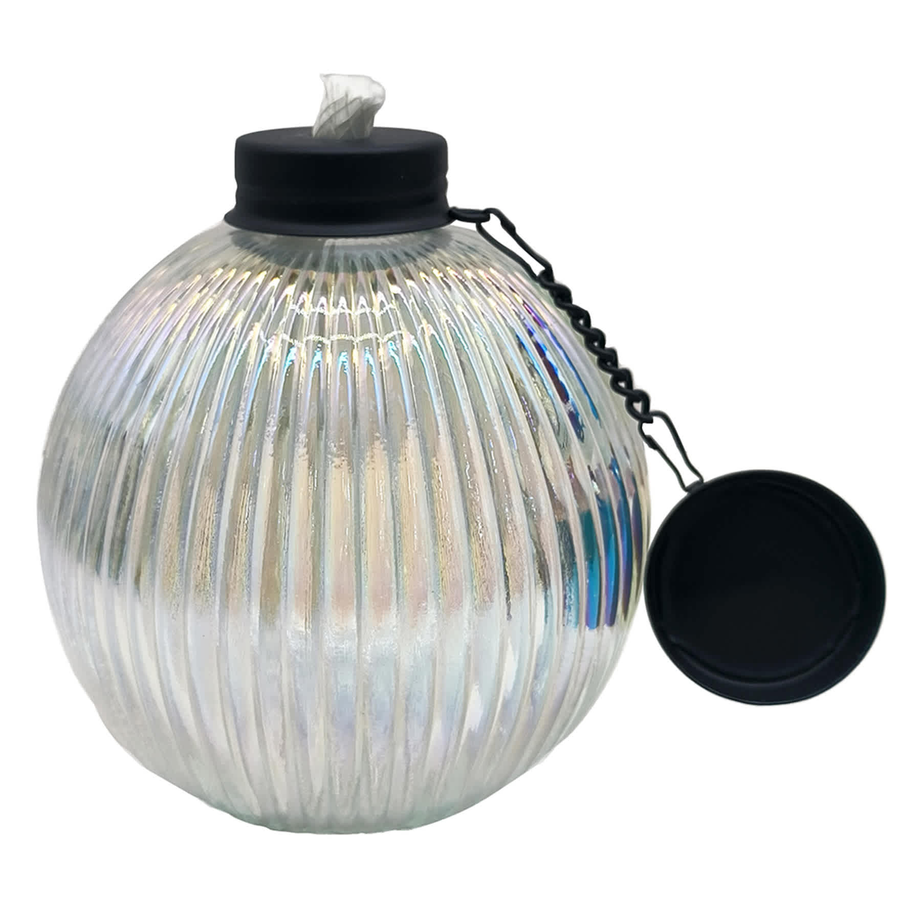 Clear Iridescent Glass Table Torch
