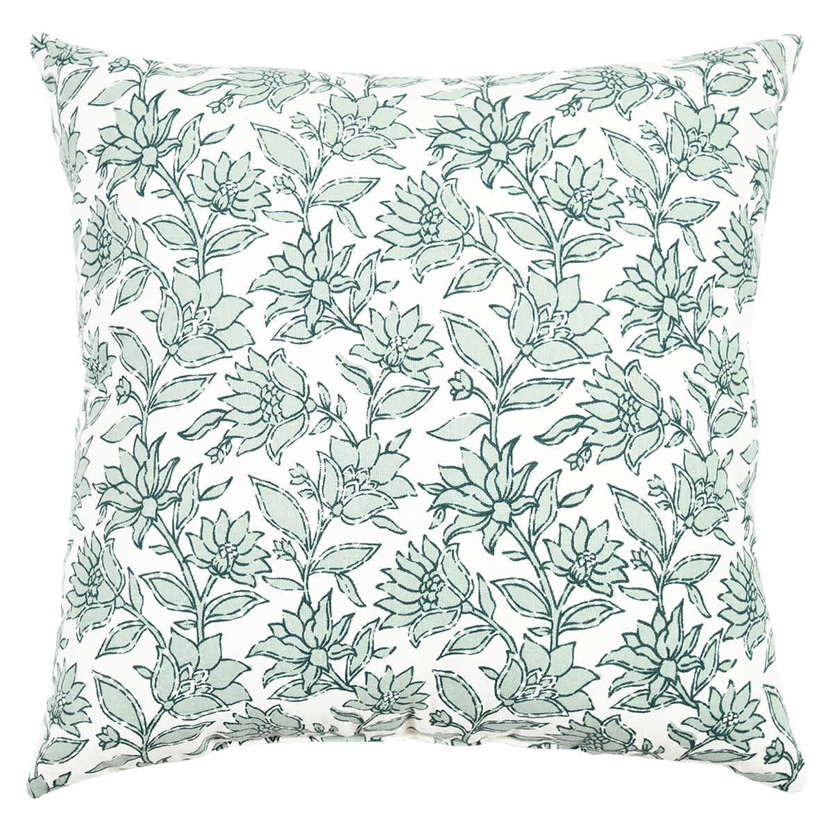 Honeybloom Green Floral Print Throw Pillow, 18"