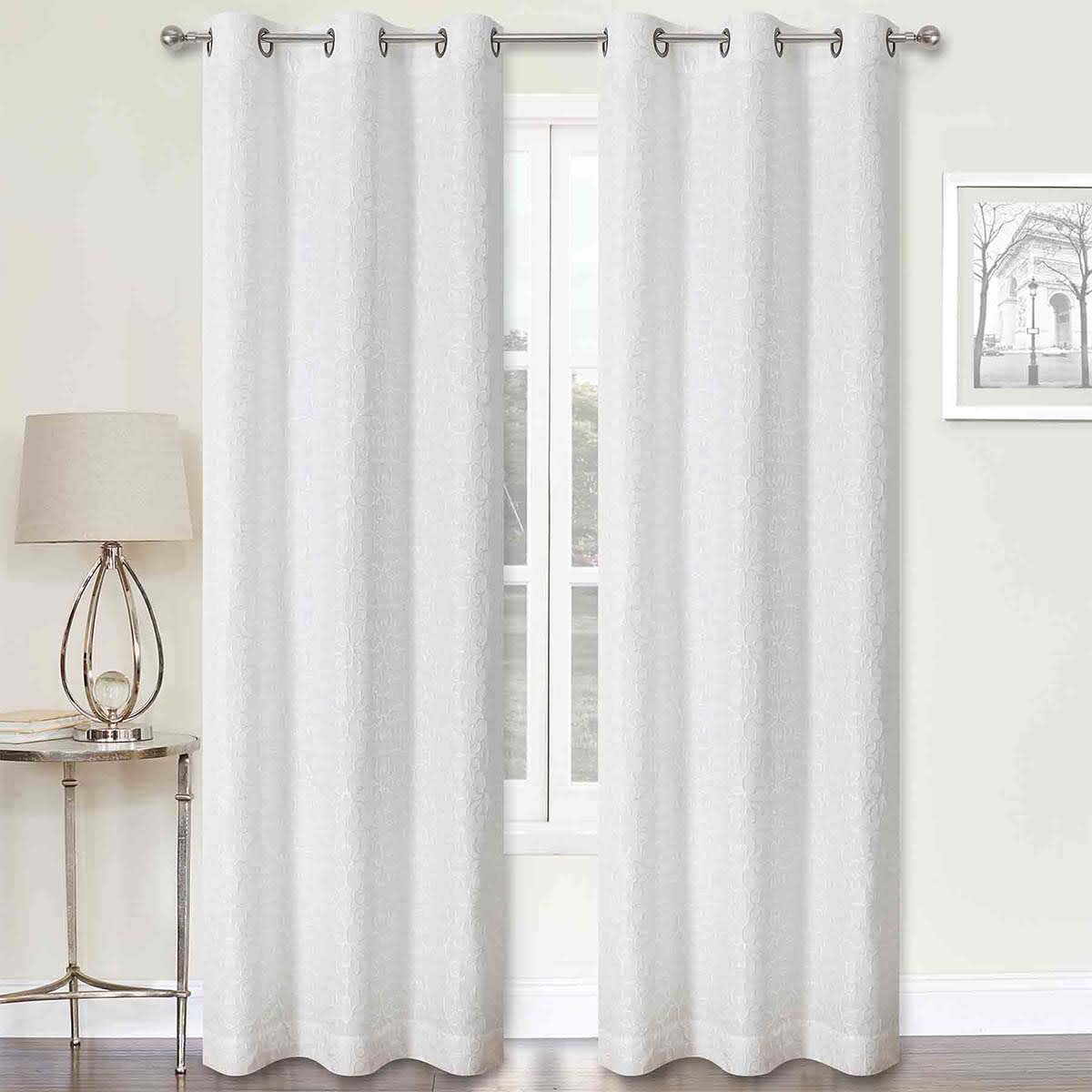 2-Pack Koa White Light Filtering Grommet Curtain Panel Set, 84"