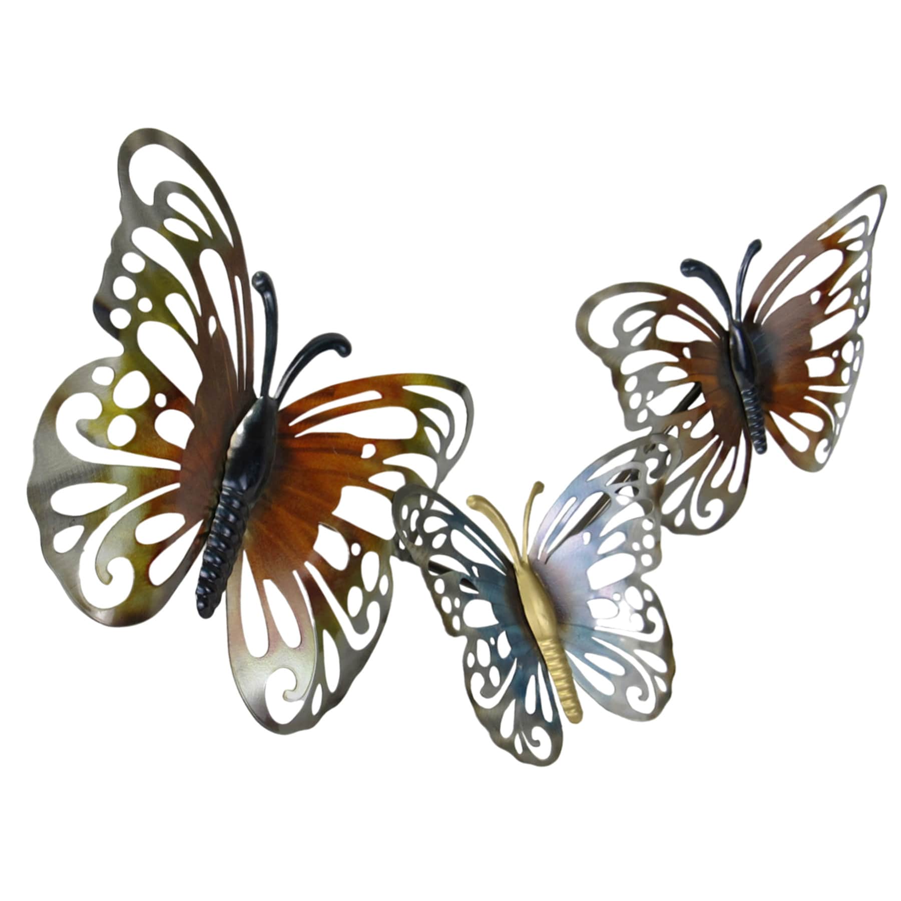 Metal Bronzed Butterfly Trio Wall Decor, 31"
