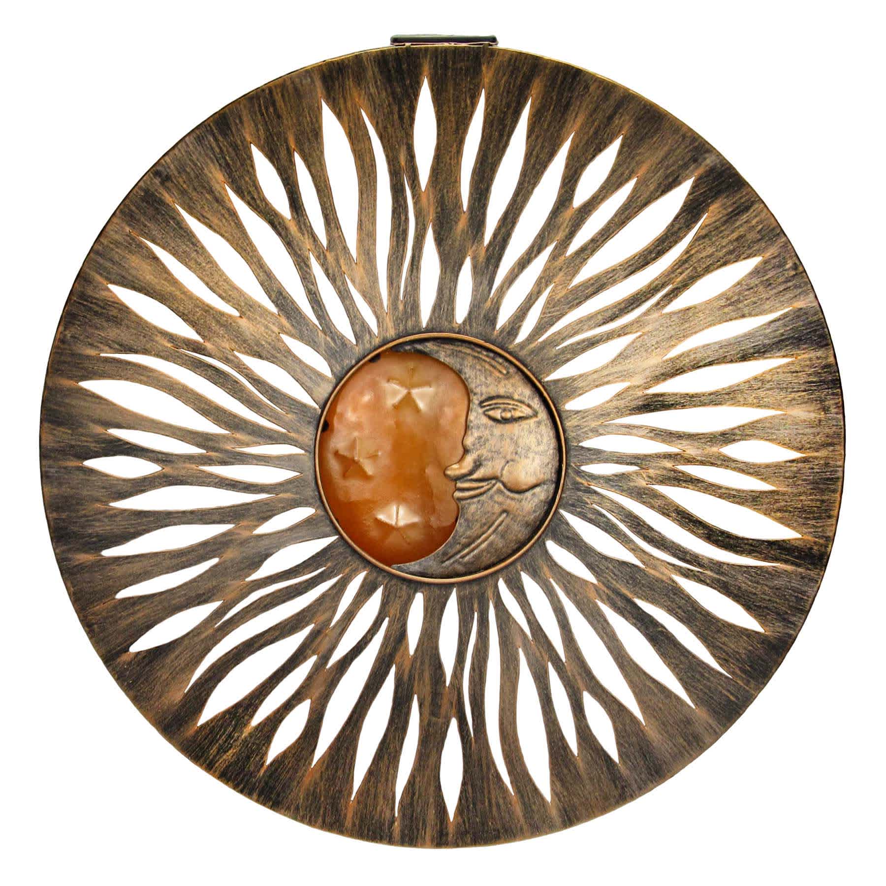 Solar Metal Sun Face Outdoor Wall Decor, 23"