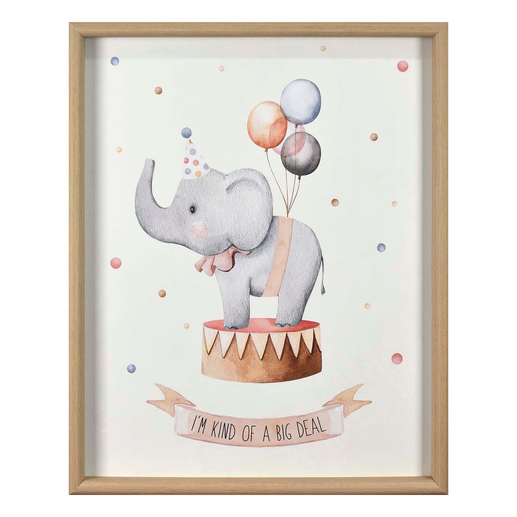 Glass Framed Elephant Print Wall Art, 17x21