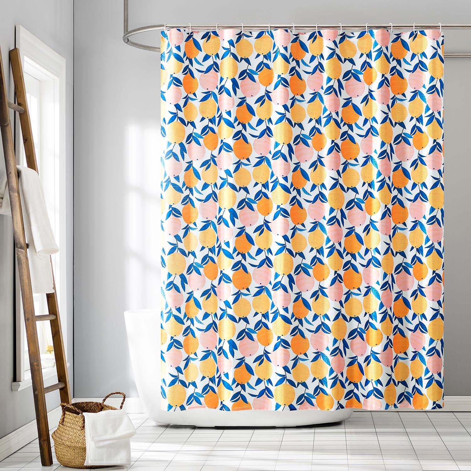 13-Piece Paloma Multicolor Citrus Shower Curtain Set, 70x72