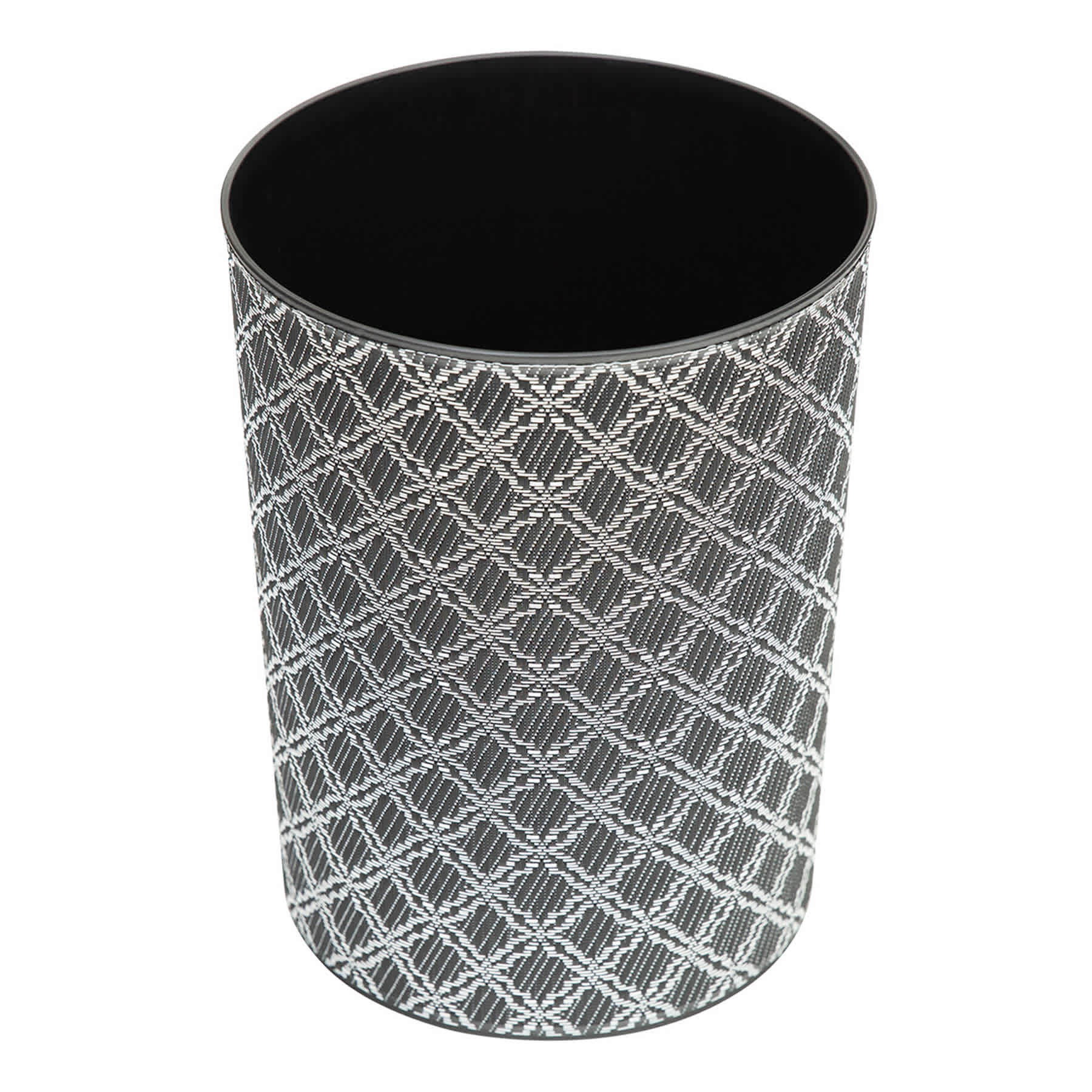 Winslow Black Quatrefoil Round Trash Bin, 10l