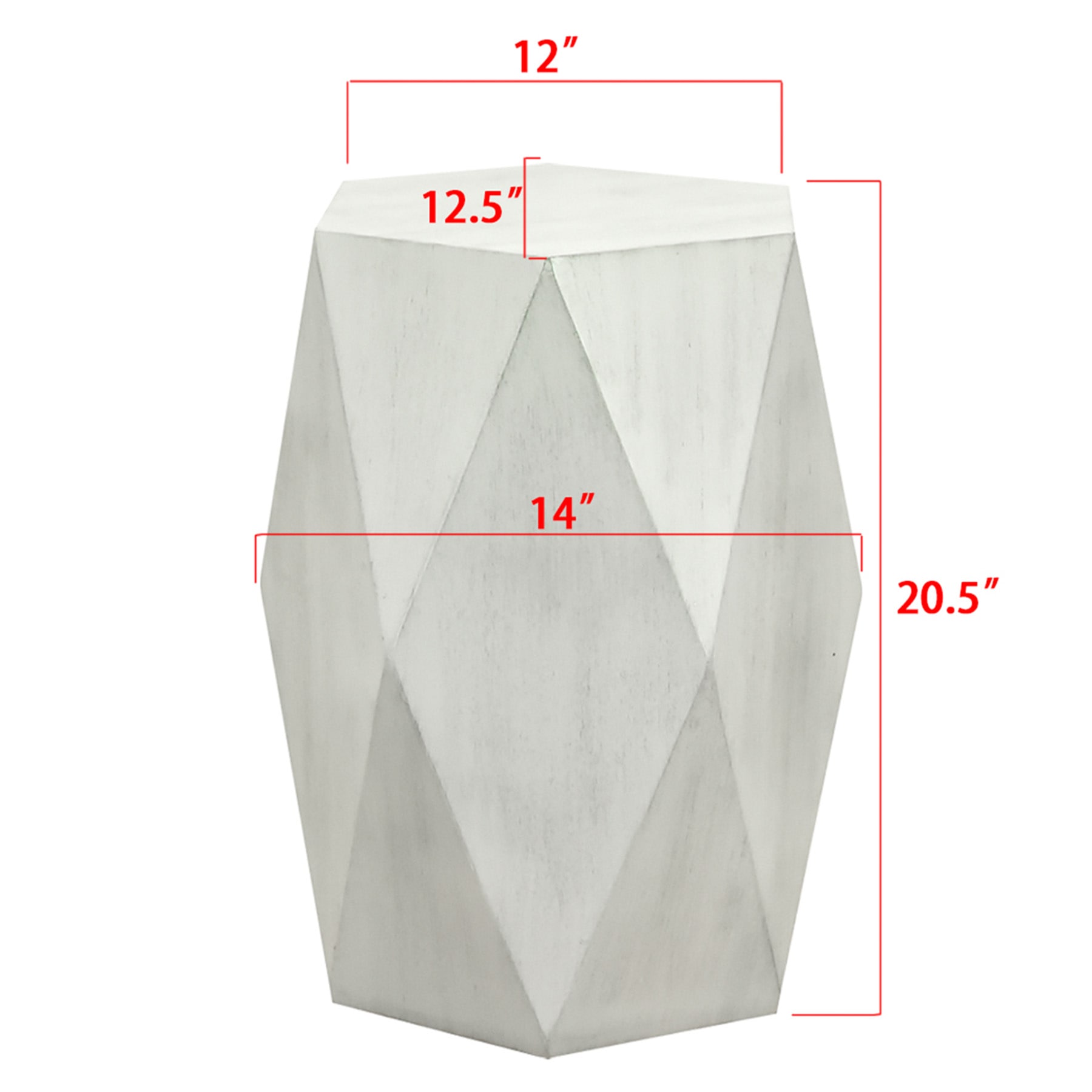 Found & Fable Hexagon Wooden Accent Table, White Ash Finish