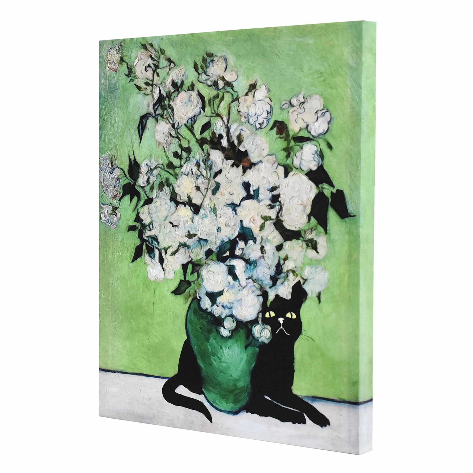 Cat Floral Canvas Wall Art, 16x20