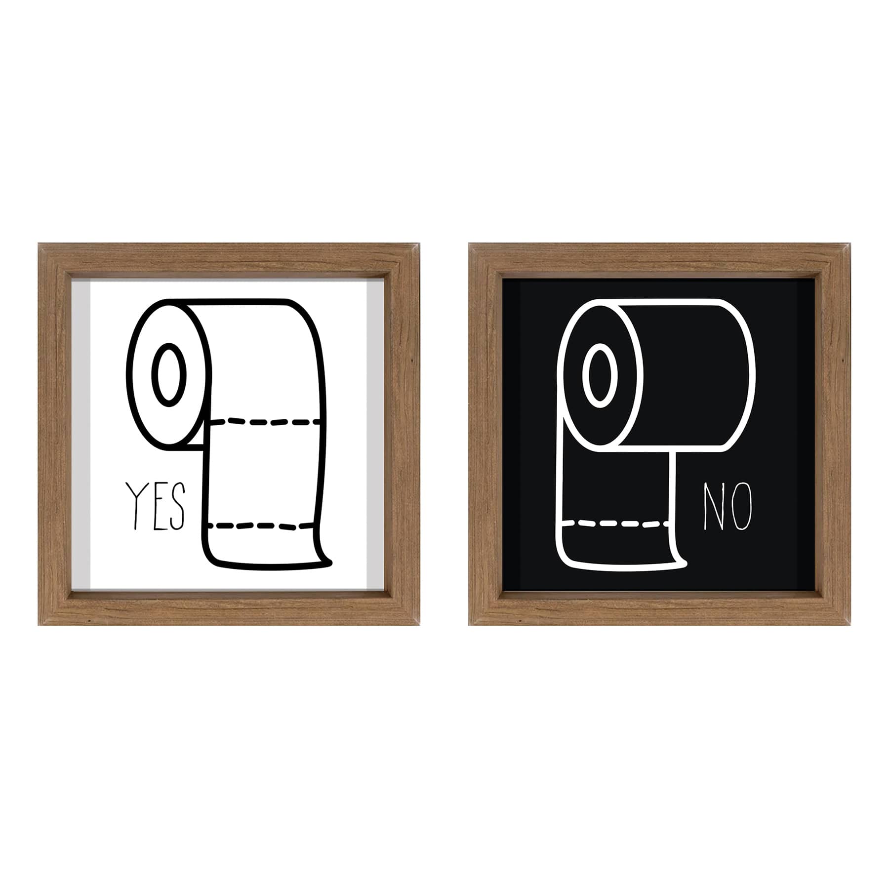 2-Piece Toilet Paper Yes & No Wall Art, 8"