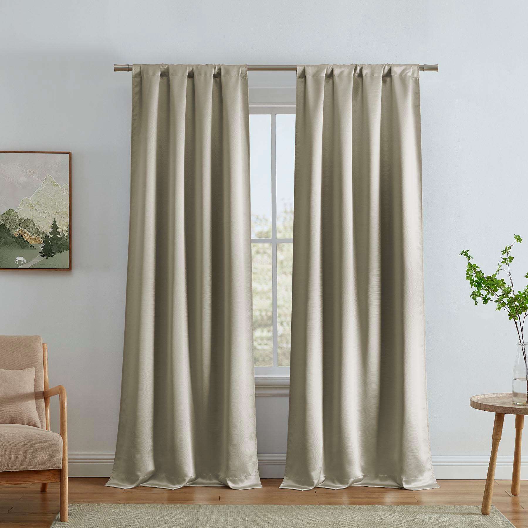 Alyssa Taupe Thermal Weave Room Darkening Curtain Panel, 84"