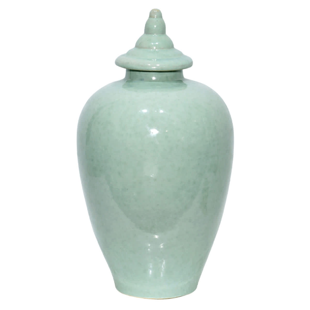 White and Green Ceramic Decor Jar, 15.7"