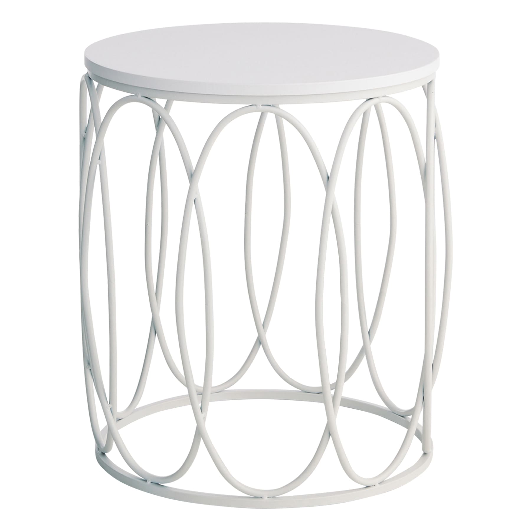Providence Glam Oval White Drum Table, Small