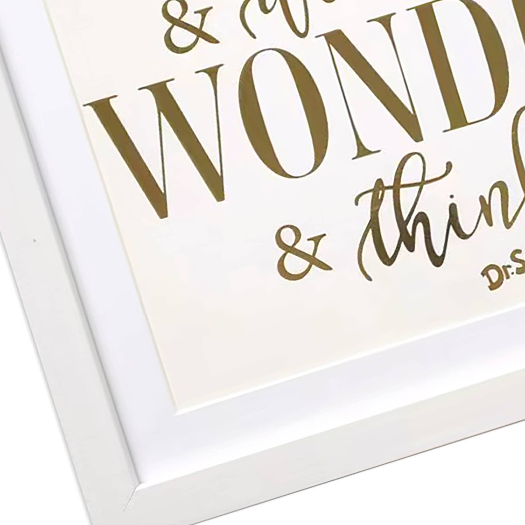 Dr. Seuss Glass Framed Foil Think & Wonder, Wonder & Think Wall Sign, 12"