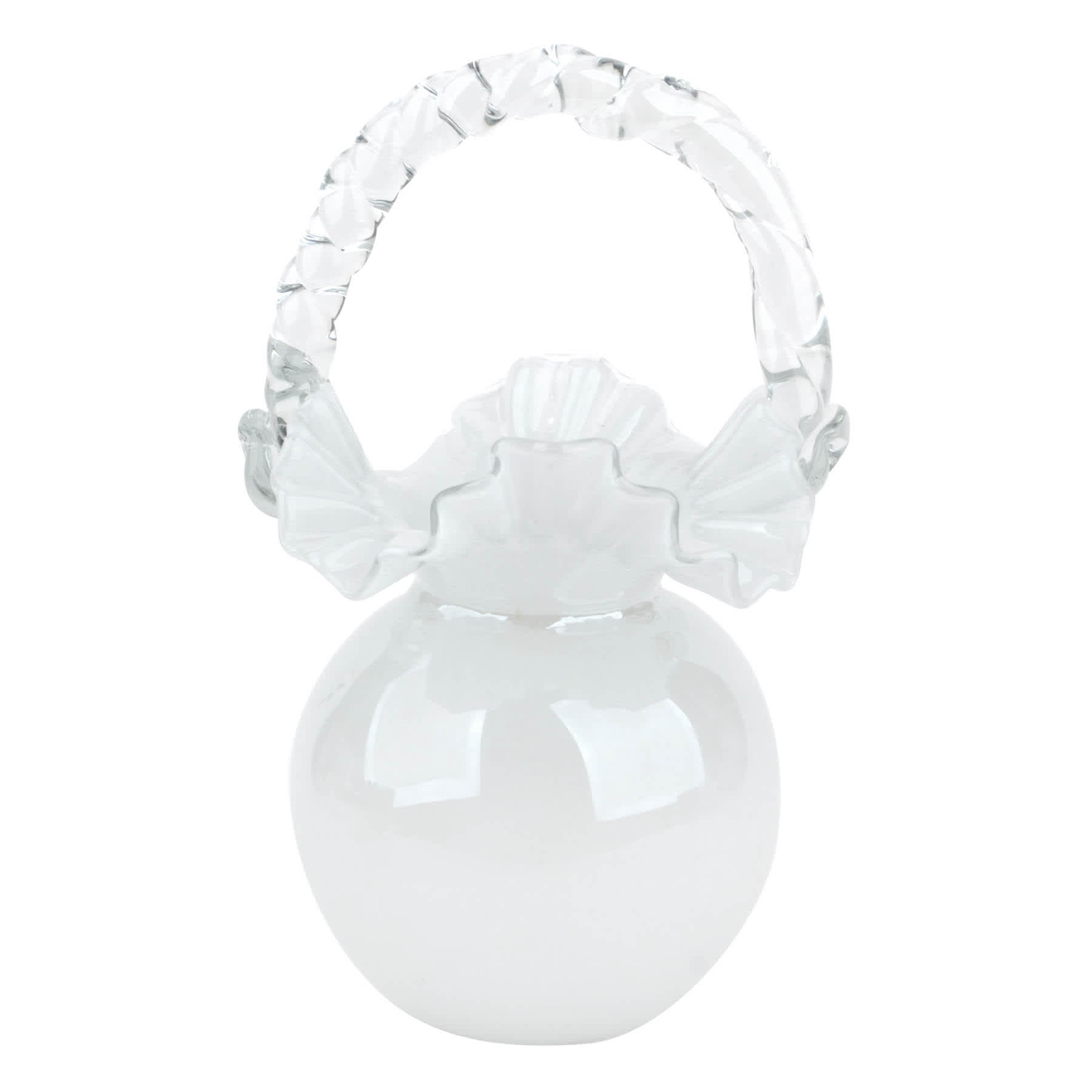 White Glass Purse Vase, 10.2"