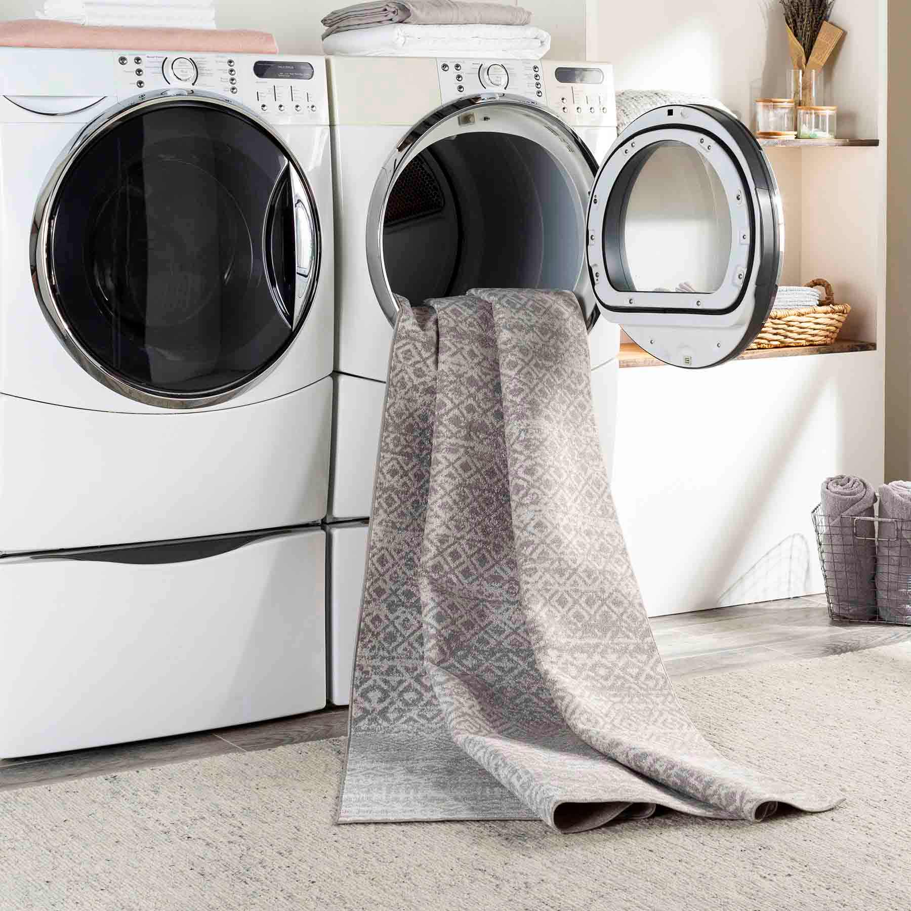 (D556) Lavadora Grey Global Design Washable Runner, 2x7