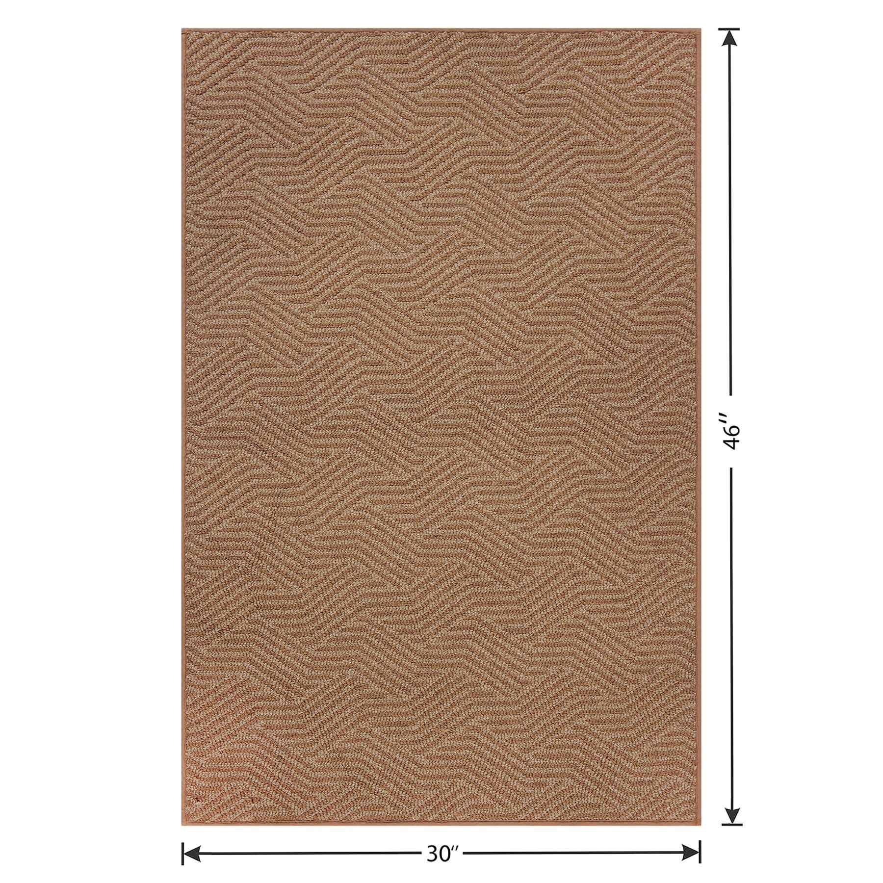 Brown Knitted Interlock Gel Back Washable Accent Rug, 30x46