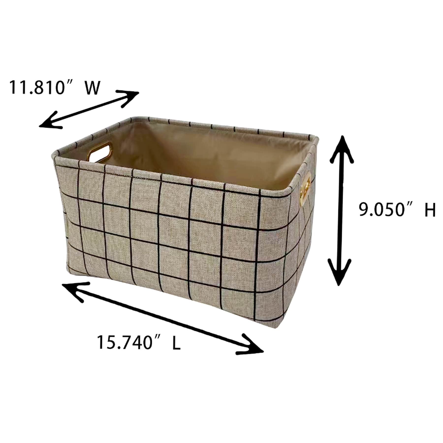 Honeybloom Grid Print Canvas Storage Basket, Large