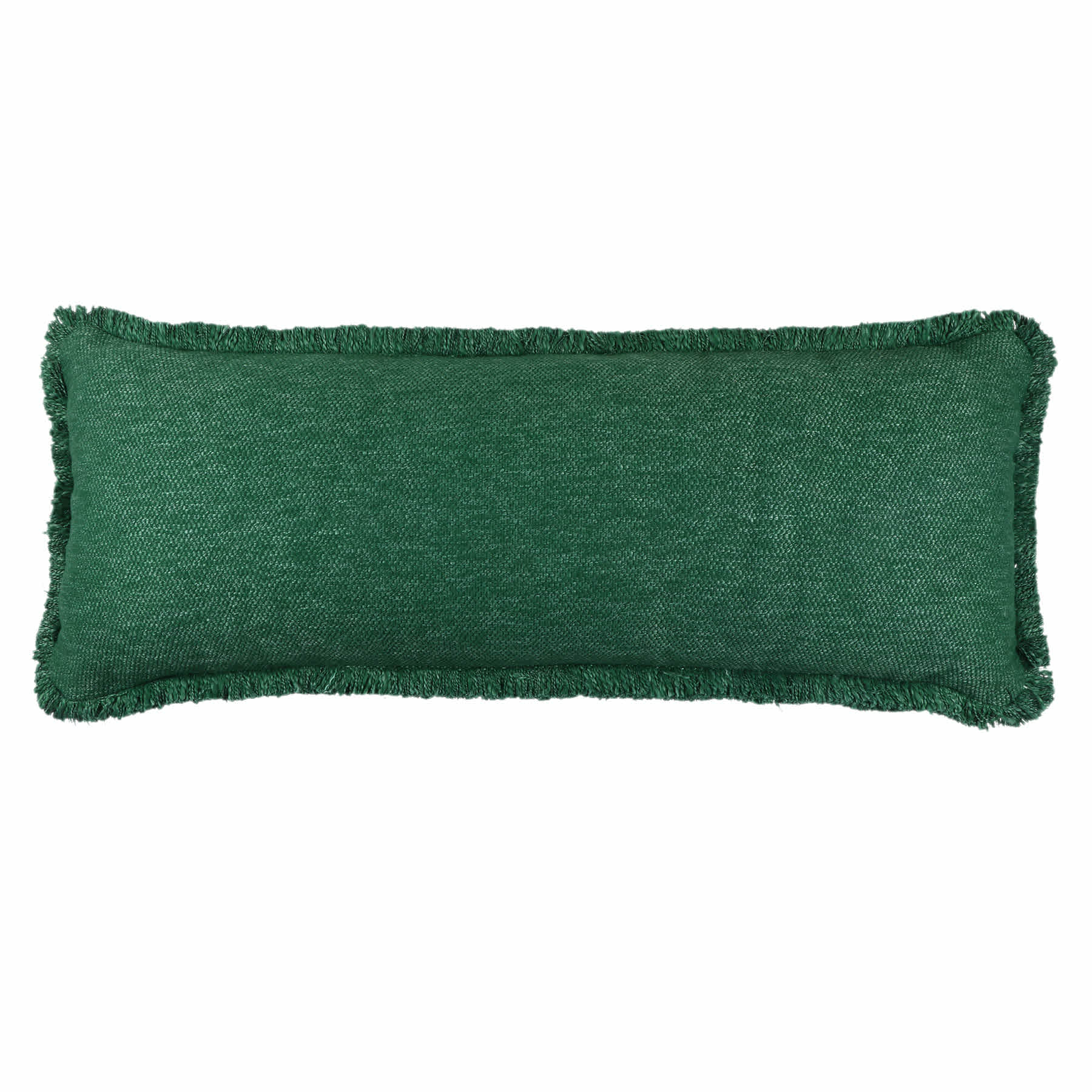 Found & Fable Solid Green Woven Throw Pillow with Fringe, 14x36