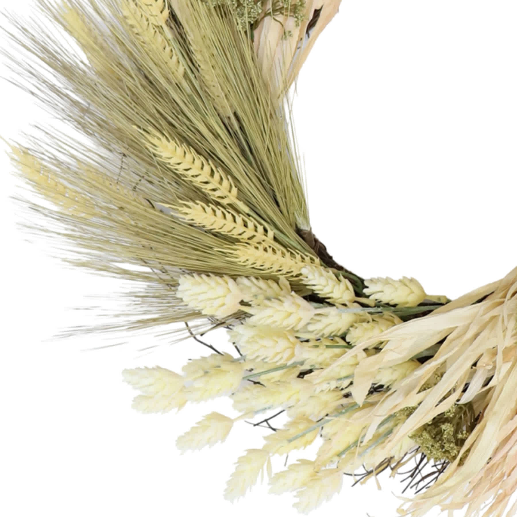 Hop, Yarrow & Wheat Spiral Twig Wreath, 22"