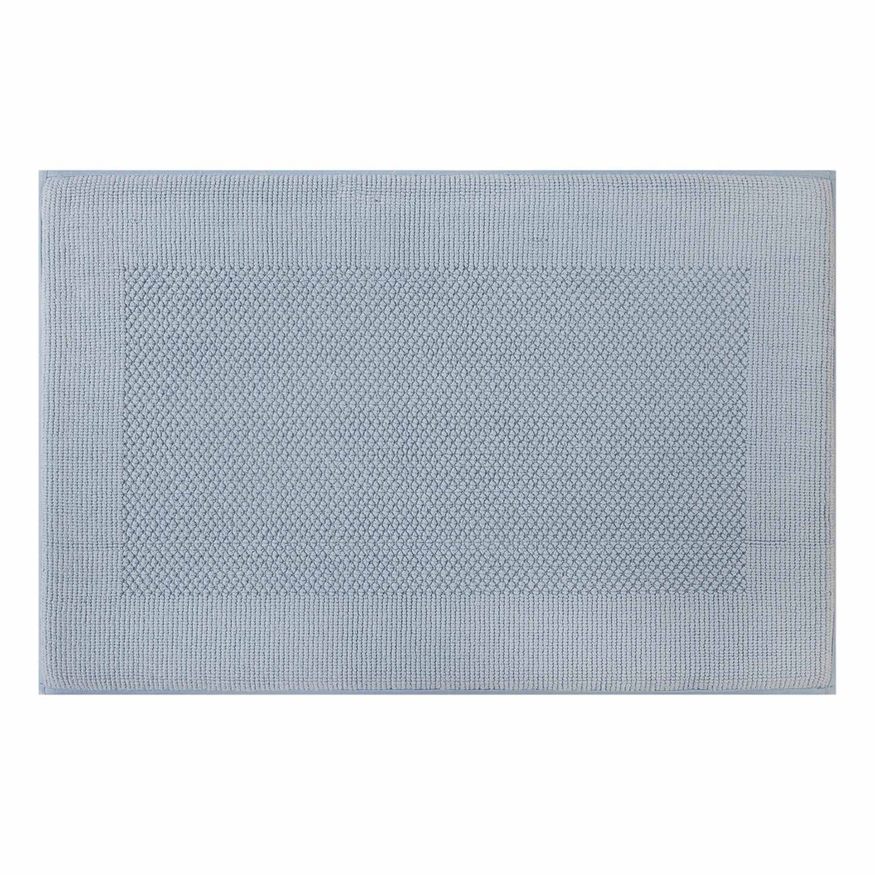 Providence Light Blue Waffle Border Memory Foam Bath Rug, 20x30
