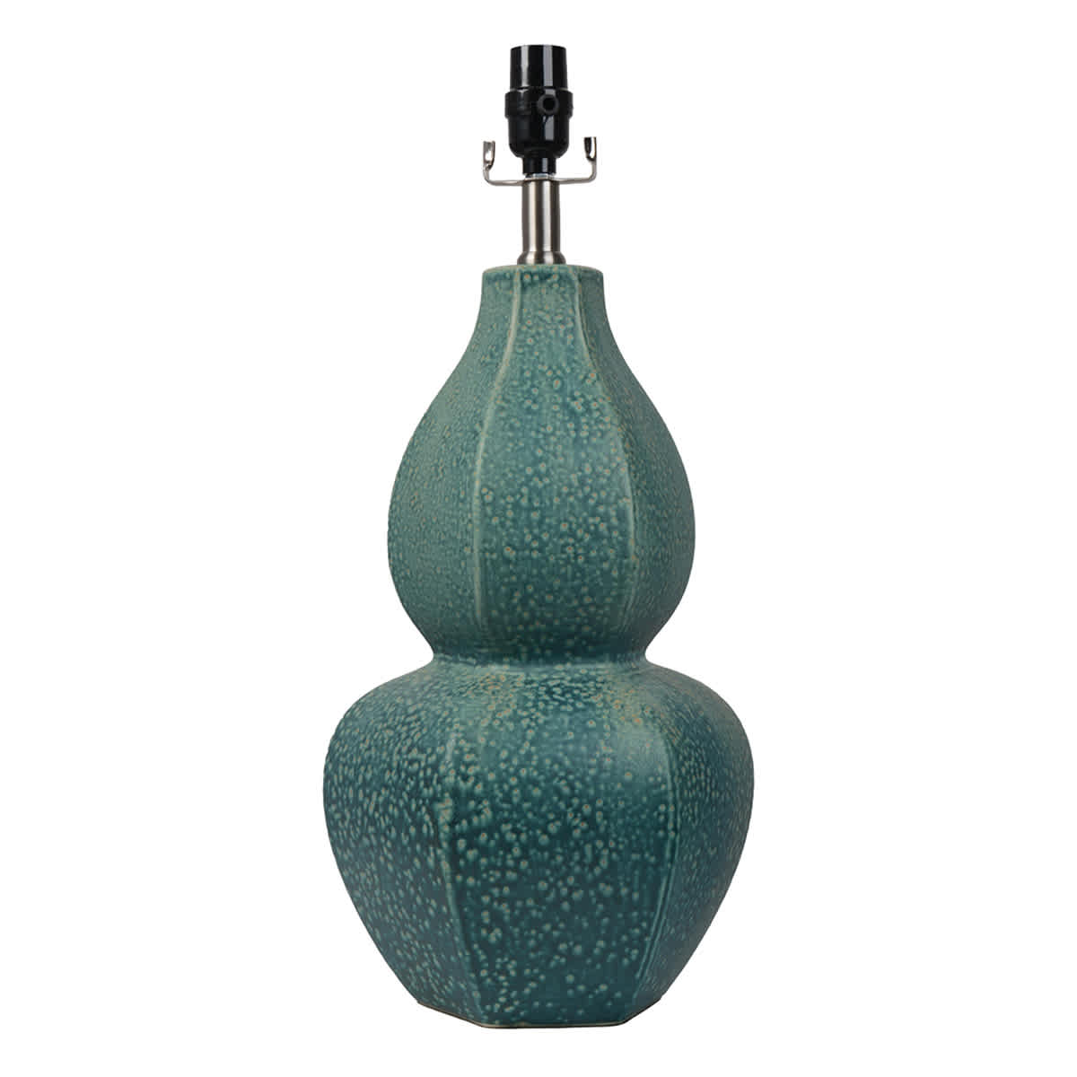 Green Ceramic Double Gourd Medium Table Lamp Base, 21"