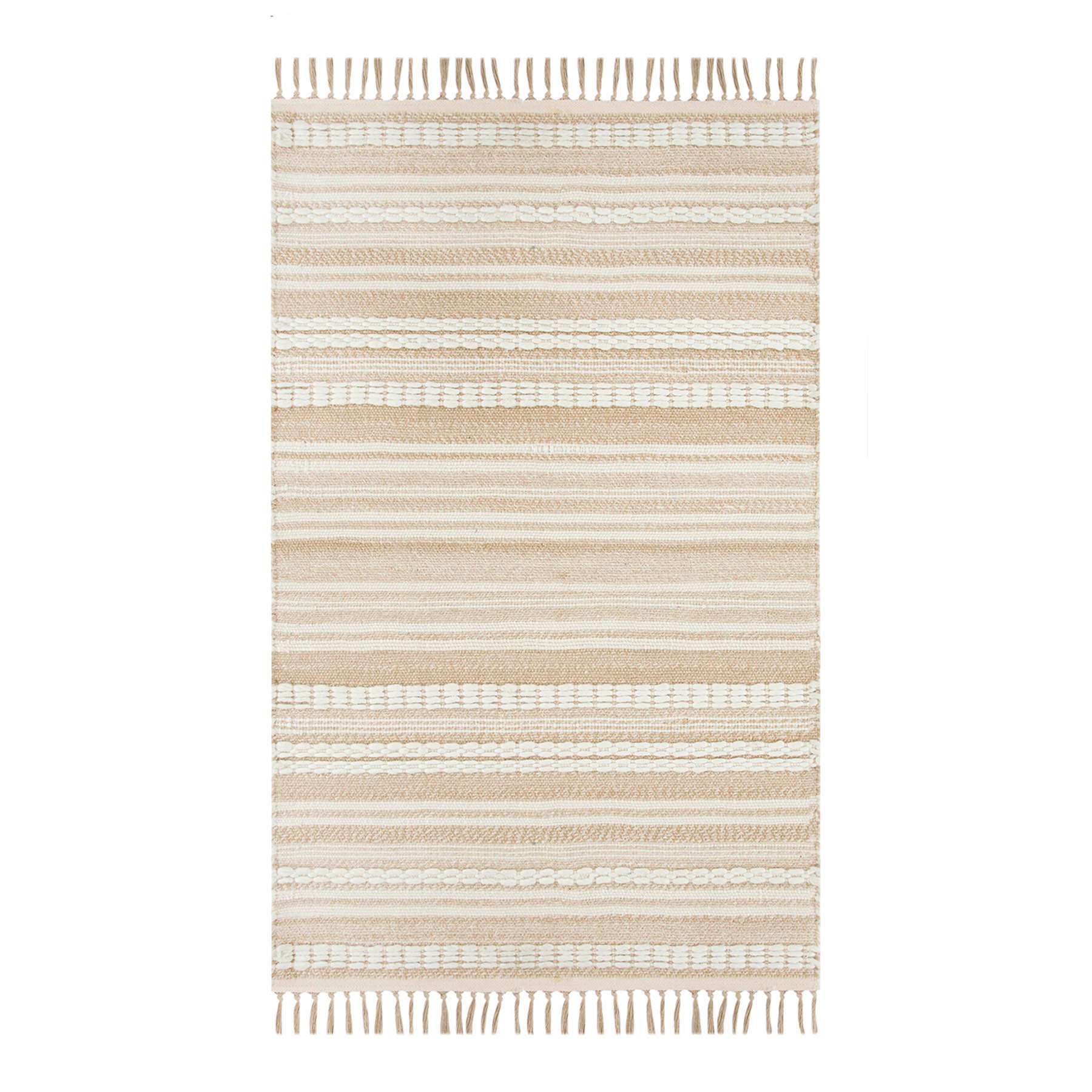 (B819) Panyer Ivory Striped Flatweave Accent Rug, 3x5