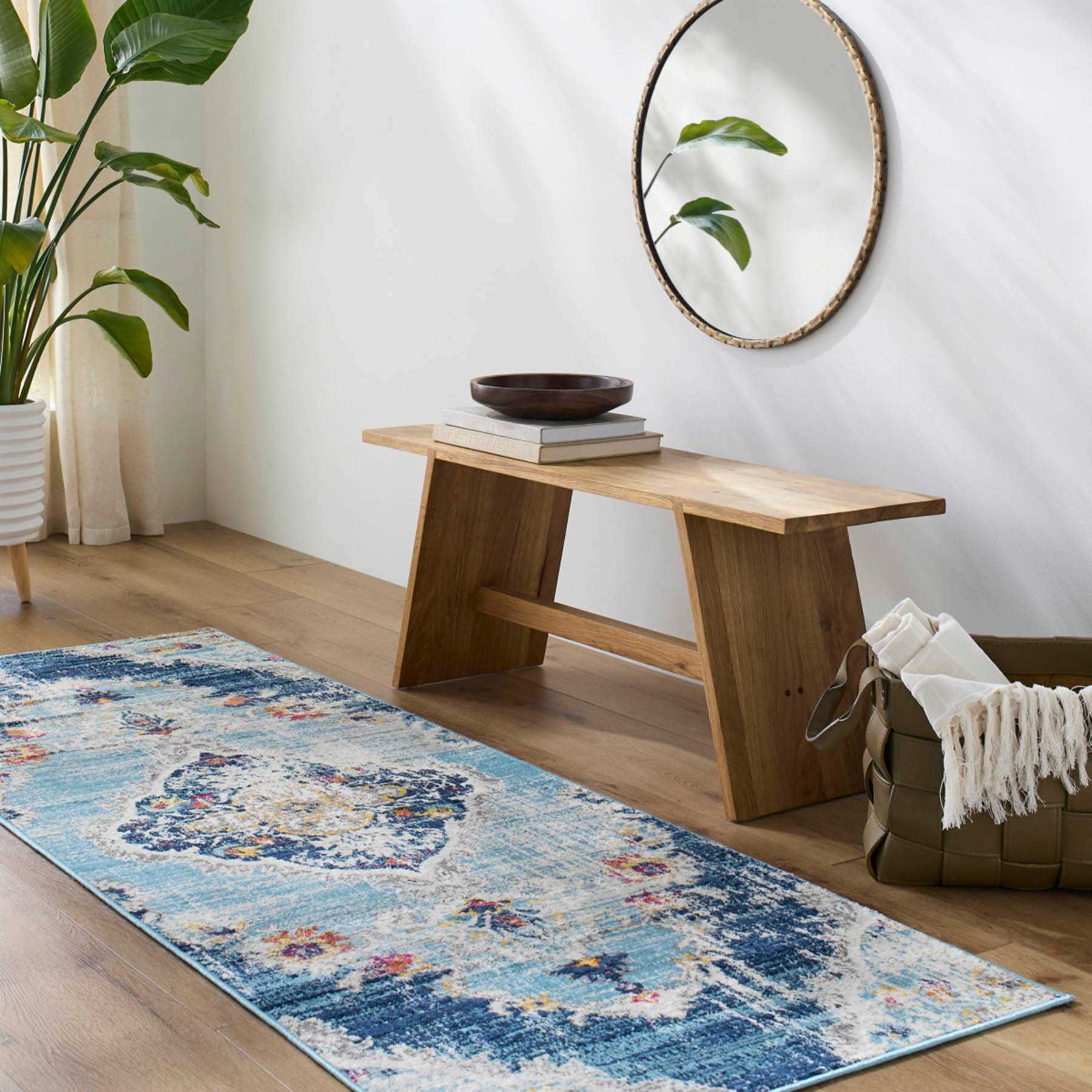 (D493) Floransa Blue Medallion Runner, 2x7