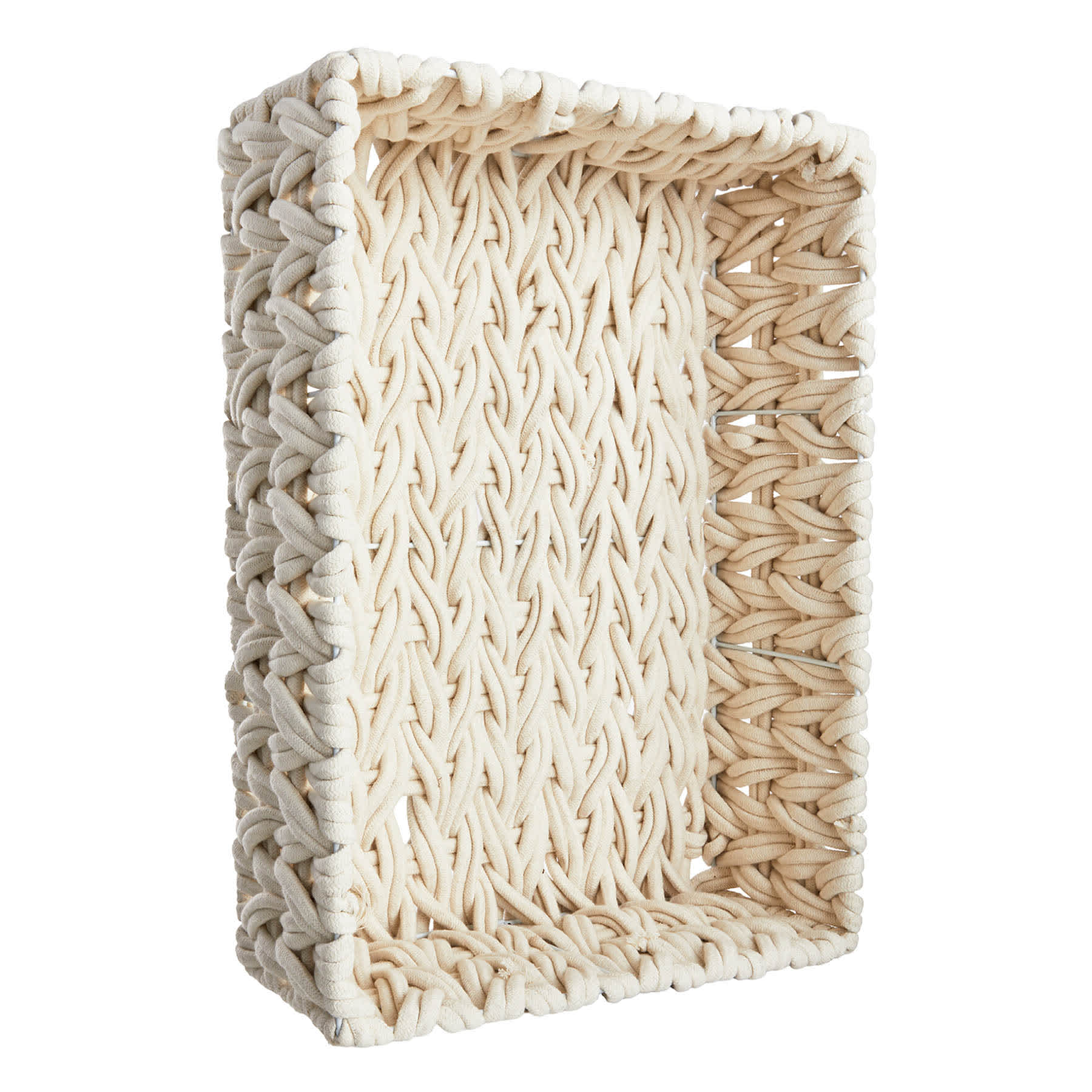 Chunky White Under Bed Fabric Storage Basket, Large