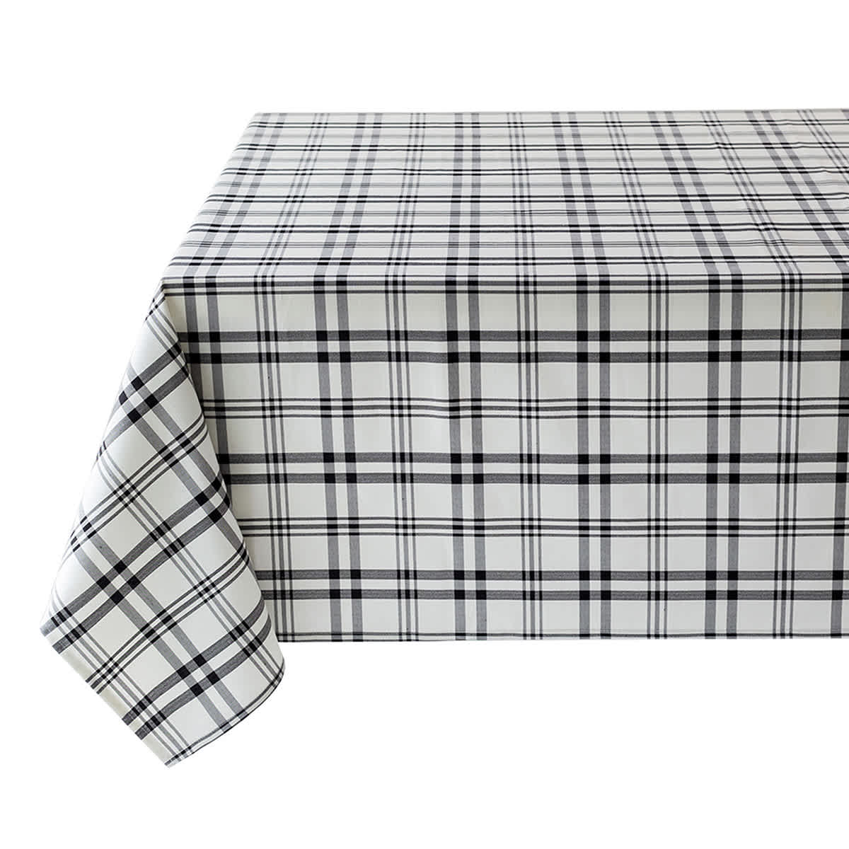 Black & White Thompson Plaid Tablecloth, 60x84