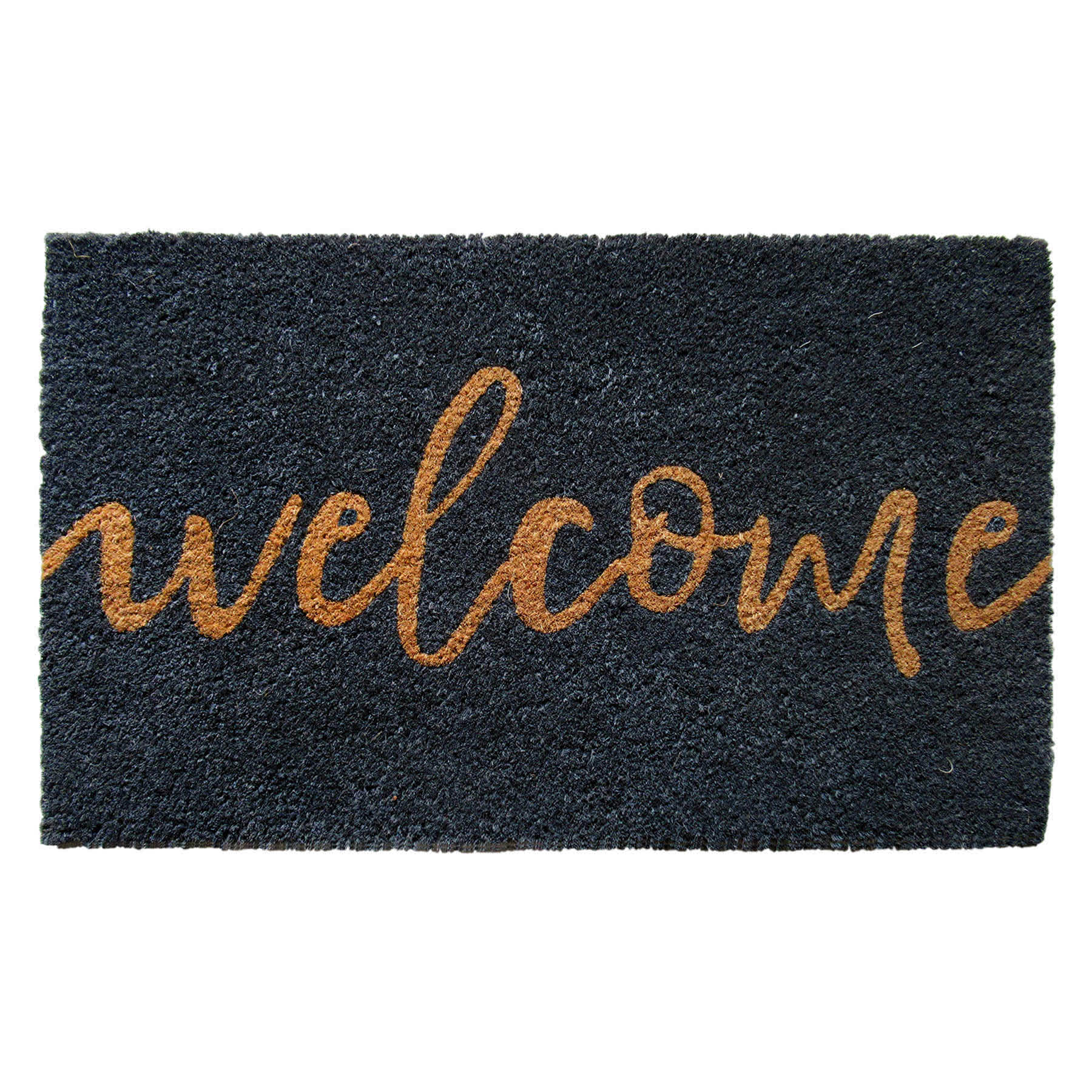 Grey Welcome Script Coir Mat, 18x30