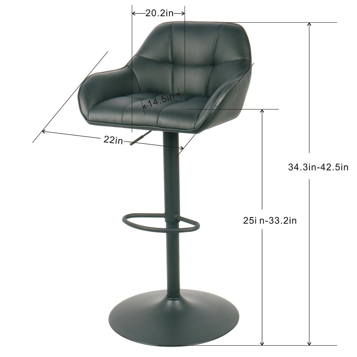 Dominic Adjustable Barstool, Black