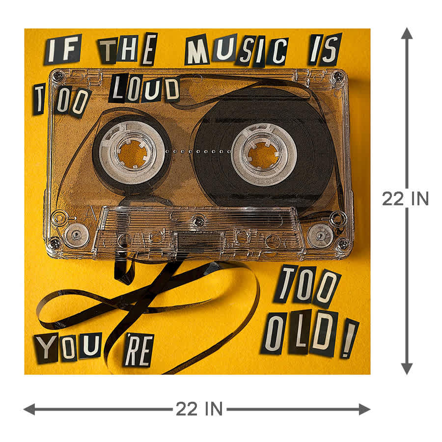 Music Too Loud Vintage Cassette Canvas Wall Art, 22"