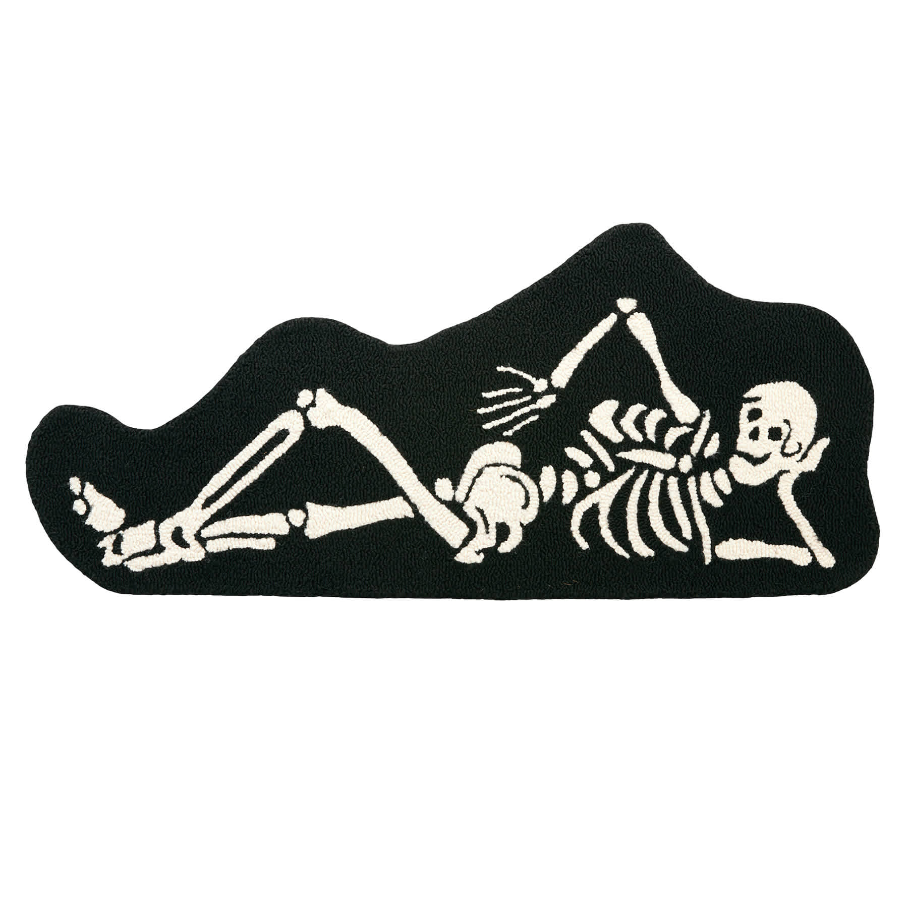 Happy Haunting Reclining Skeleton Shaped Hook Accent Rug, 19x45