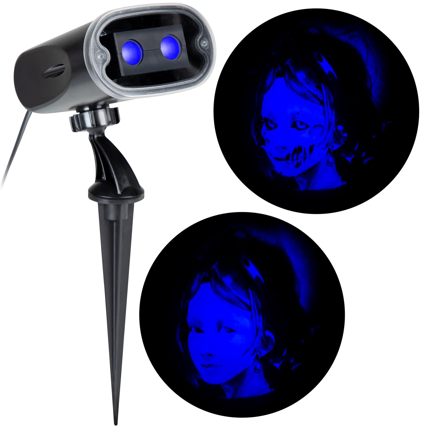 Blue Scary Female Zombie Lightshow Projection Portrait Illusions