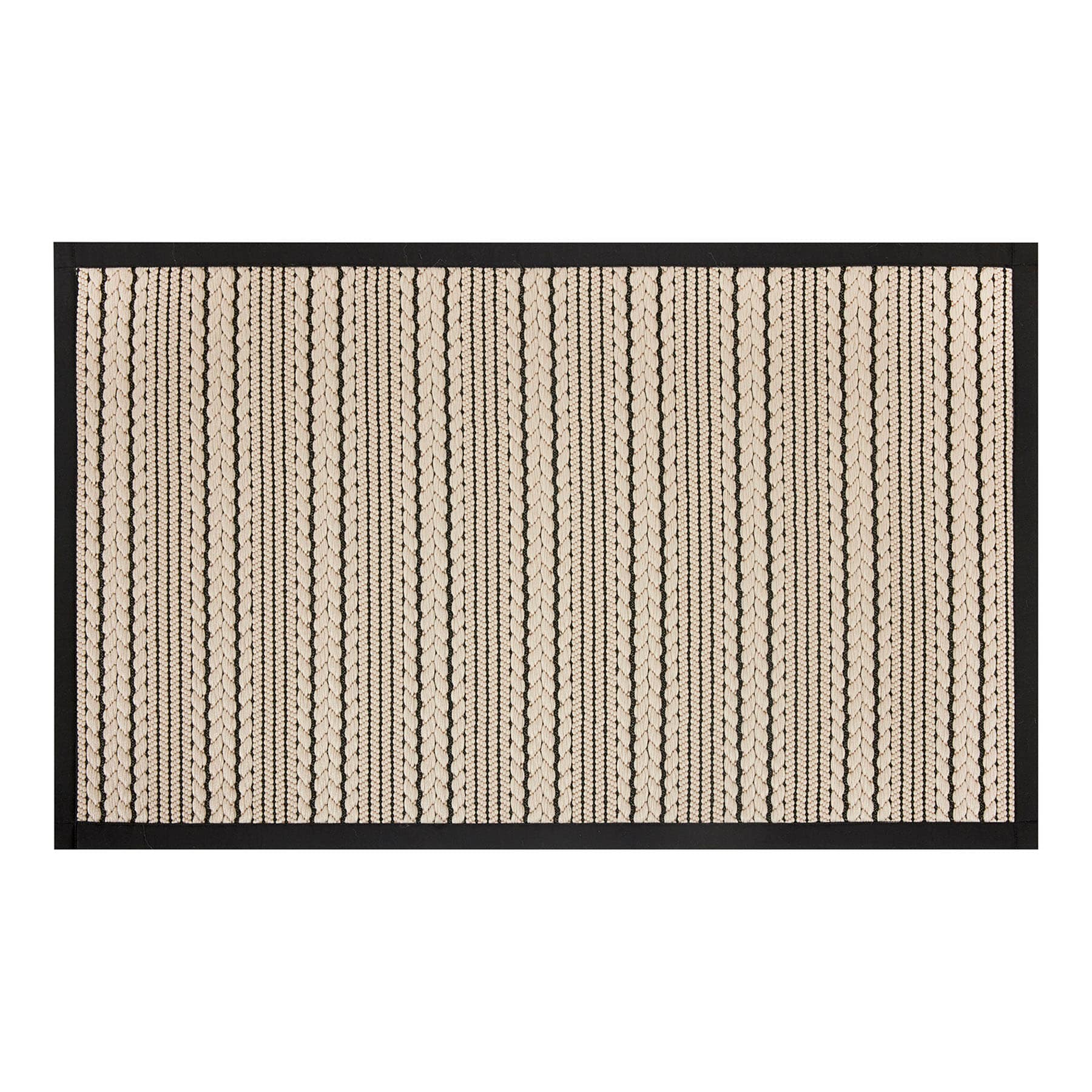 Natural & Black High-Low Puff-Back Washable Kitchen Mat, 21x34