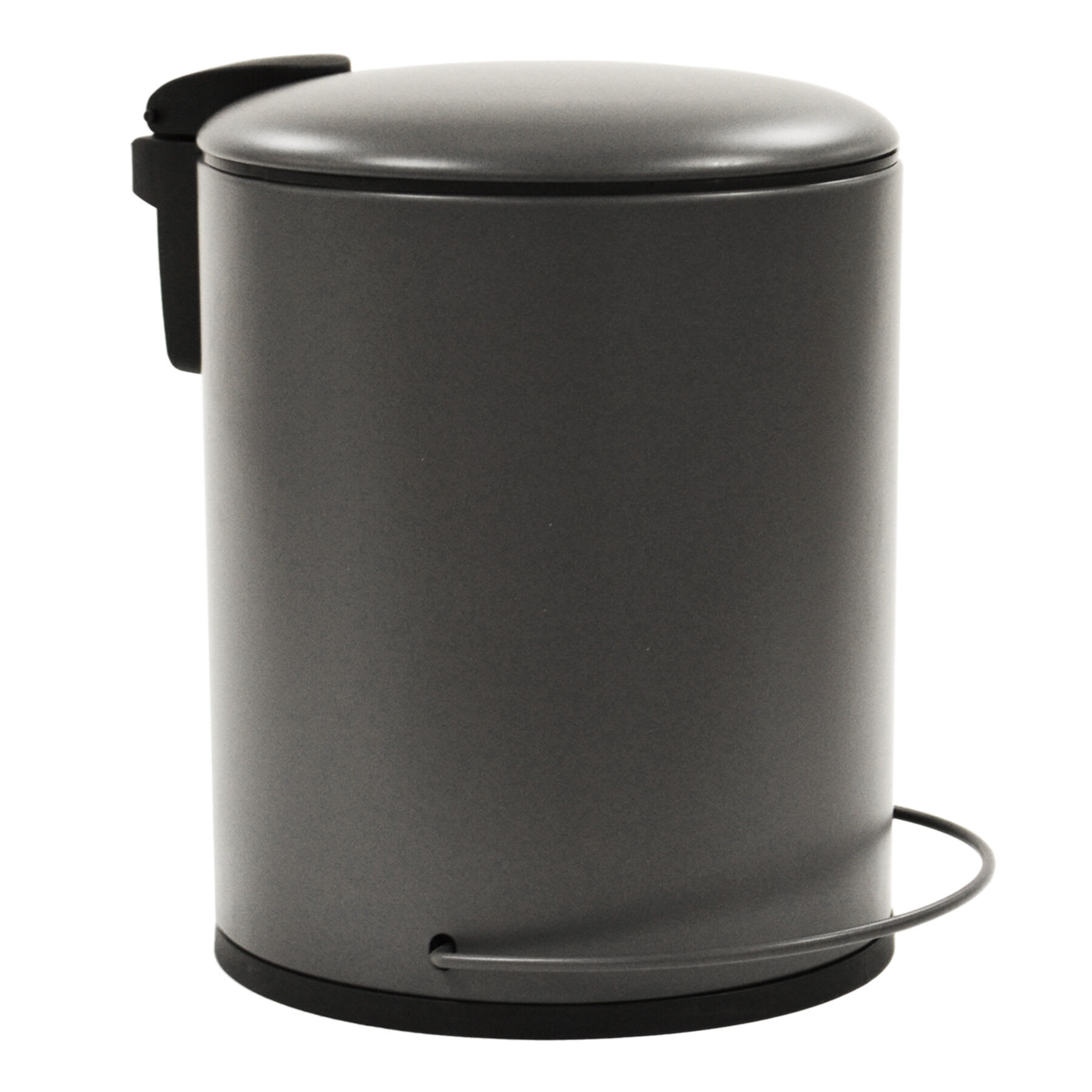 Hans Matte Charcoal Metal Step Trash Can & Removable Liner, 5l