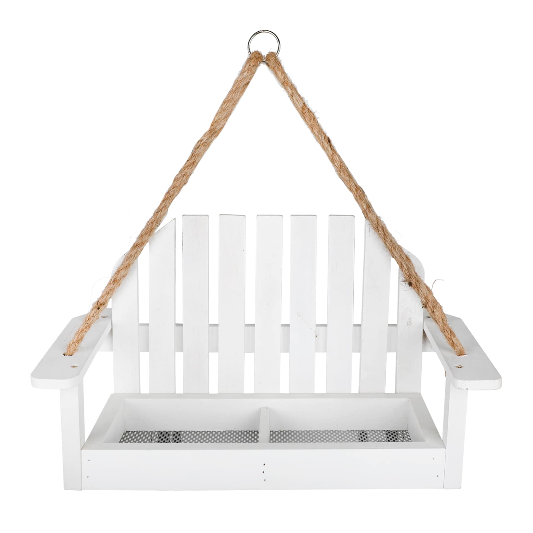 White Porch Swing Wooden Bird Feeder, 15"