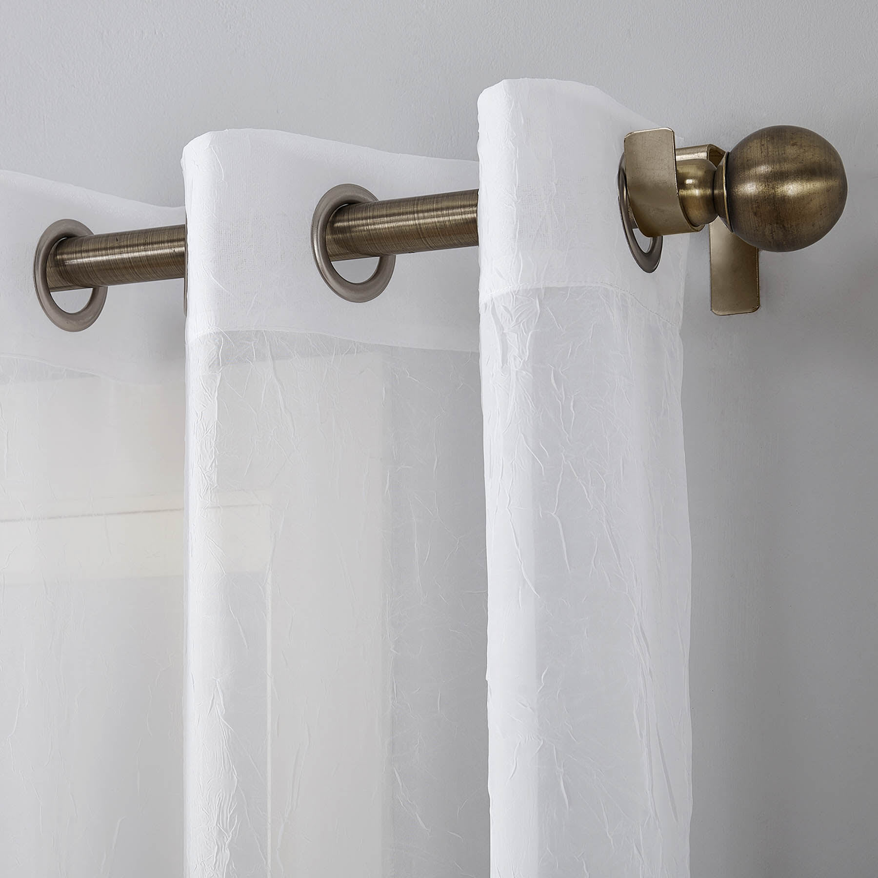 White Crushed Sheer Voile Grommet Curtain Panel, 84"