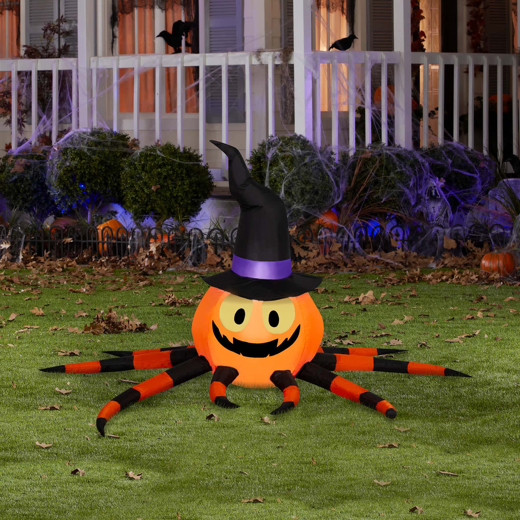 Orange Spider Halloween Inflatable, 5' Wide