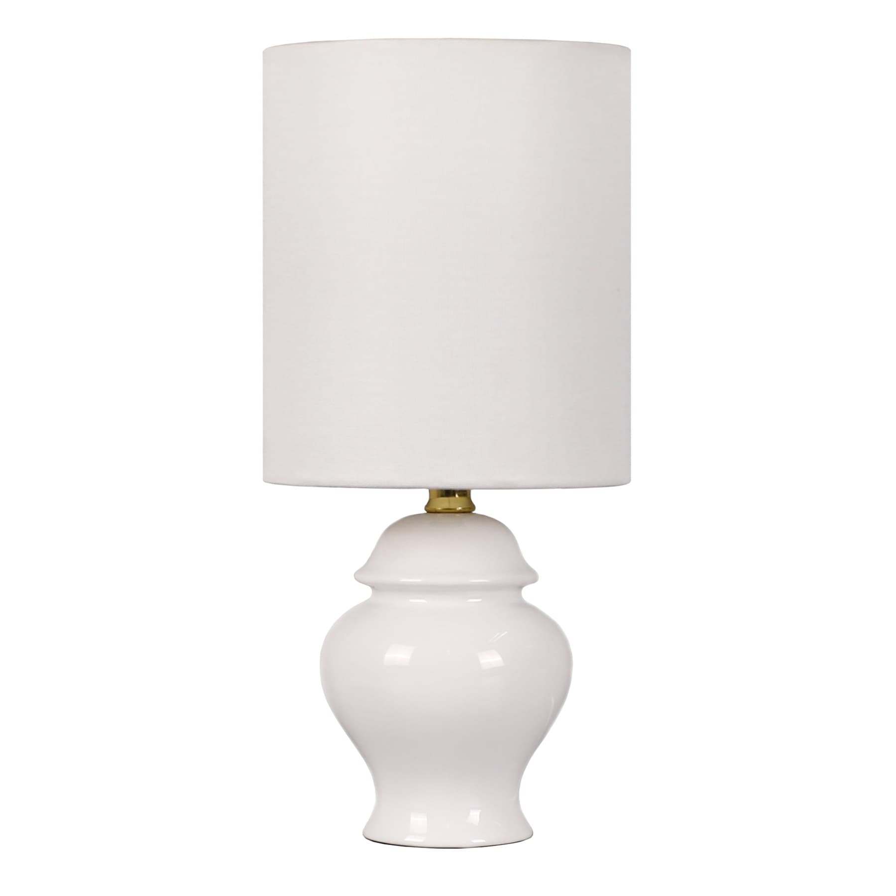 Providence White Ceramic Ginger Jar Mini Table Lamp with Shade, 12.5"